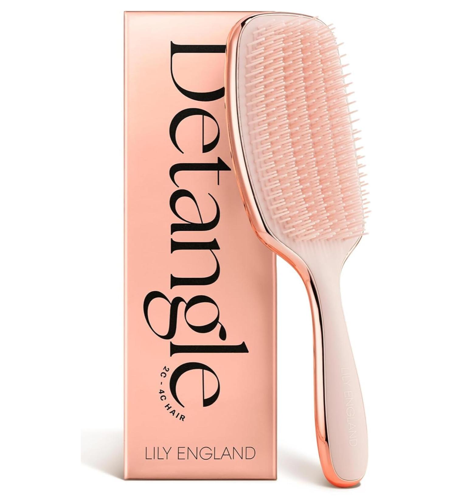 Lily England Curly Hair Brush for Pain-Free Detangling & Styling - Ideal for 3c to 4c Curly Hair - Flexible Bristles for Wet & Dry Hair - Rose Gold - Buy Online on SooperMarket.com
