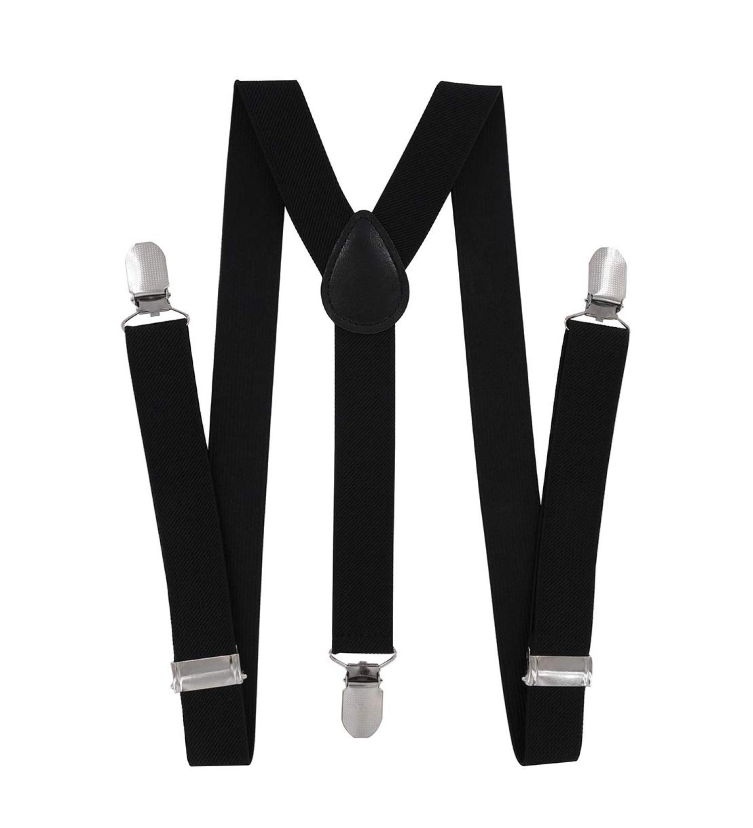 Axy children young braces -y shape wide 2.5 cm with 3 strong clips can be combined with fly - uni colors HTK25-1 for boys (7 - 12 years old) black
