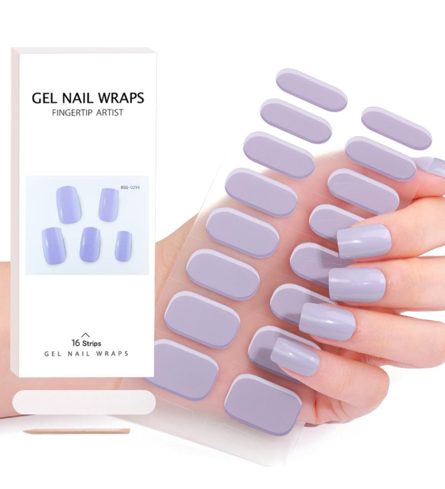 Lilac Gel Nail Strips - 16PCS Self Adhesive Wraps with File & Stick - UV/LED Lamp Required - Buy Online on SooperMarket.com