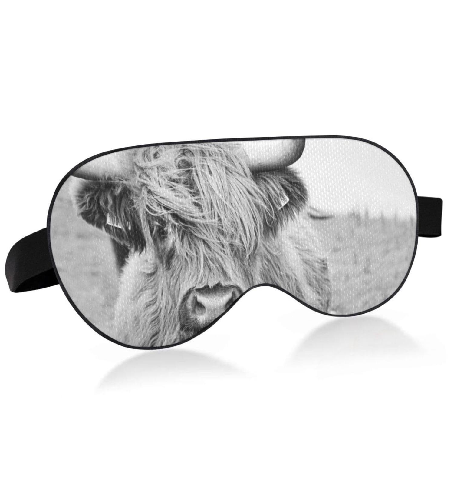 Haskirky Light Blocking Eye Mask for Men and Women | Adjustable & Breathable | Perfect for Travel, Yoga, Meditation, and Office Deep Sleep | Comfortable & Smooth | Highland Cow Design - Buy Online on SooperMarket.com