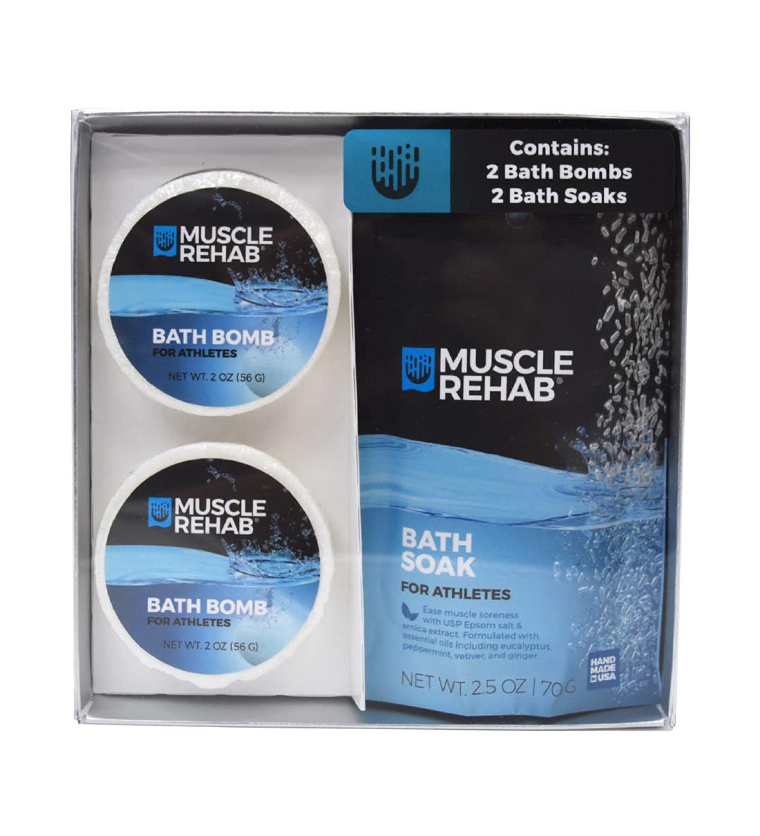 Fathers Day Gift: Muscle-Recovery Epsom Salt Bath Bombs for Pain & Tension Relief - Perfect Exercise Recovery Soak by Muscle Rehab 2 Sets - Buy Online on SooperMarket.com
