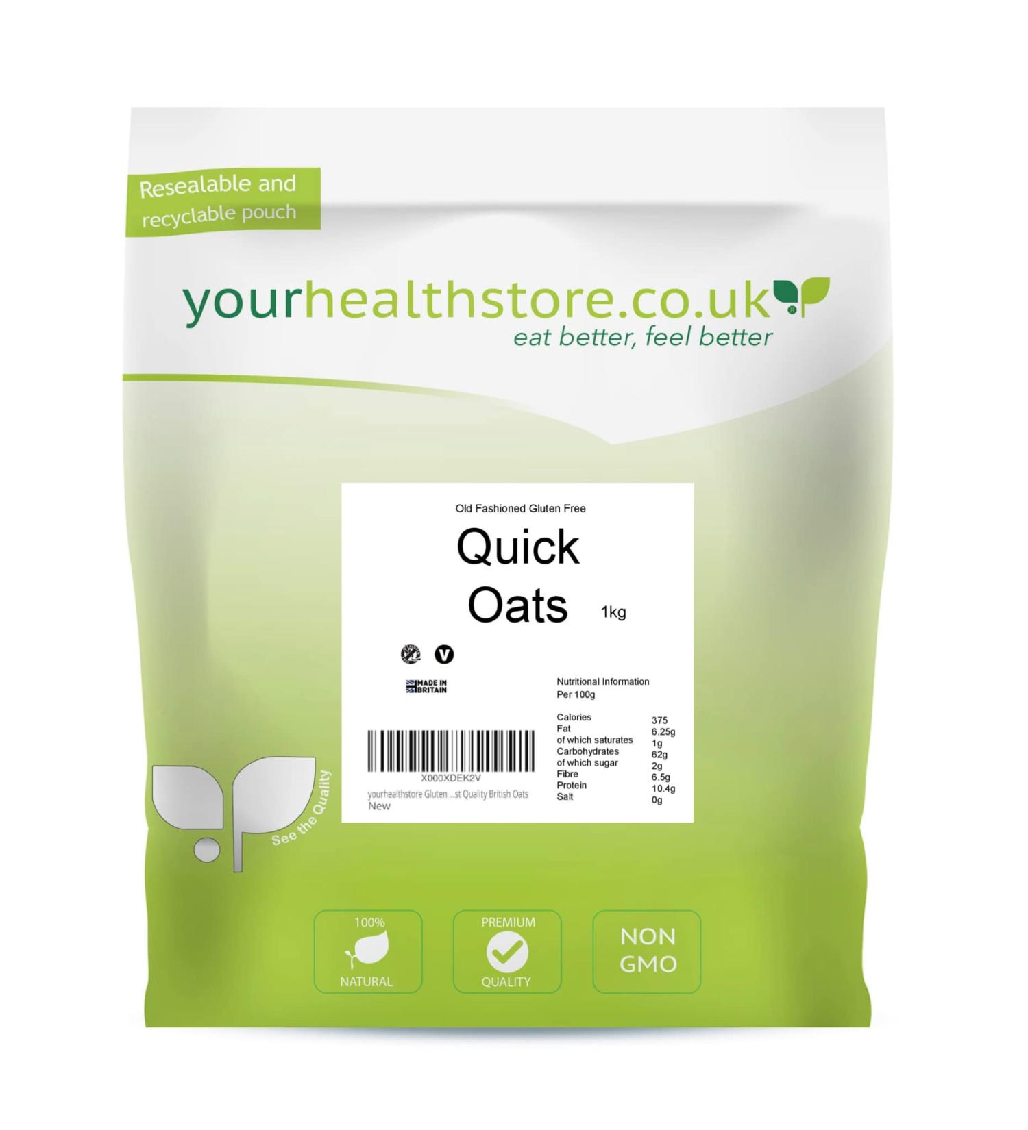 yourhealthstore Gluten Free Old Fashioned Quick Oats 1kg (Instant Oats) Made from British Oats