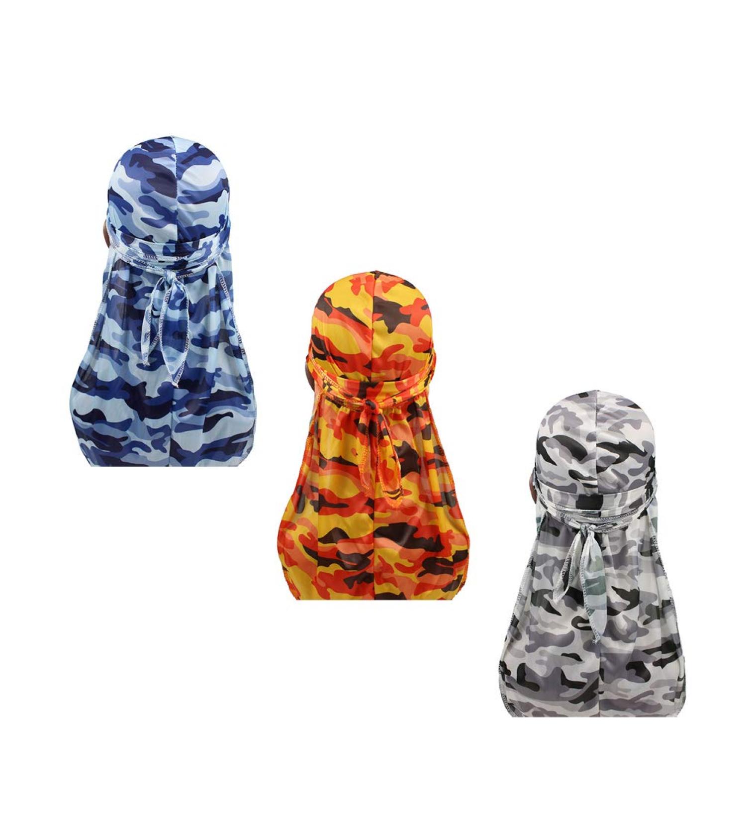 Premium Military Camouflage Silky Durags (3-Pack) - Long Tail Doo Rag for 360 Waves Men - Buy Online on SooperMarket.com