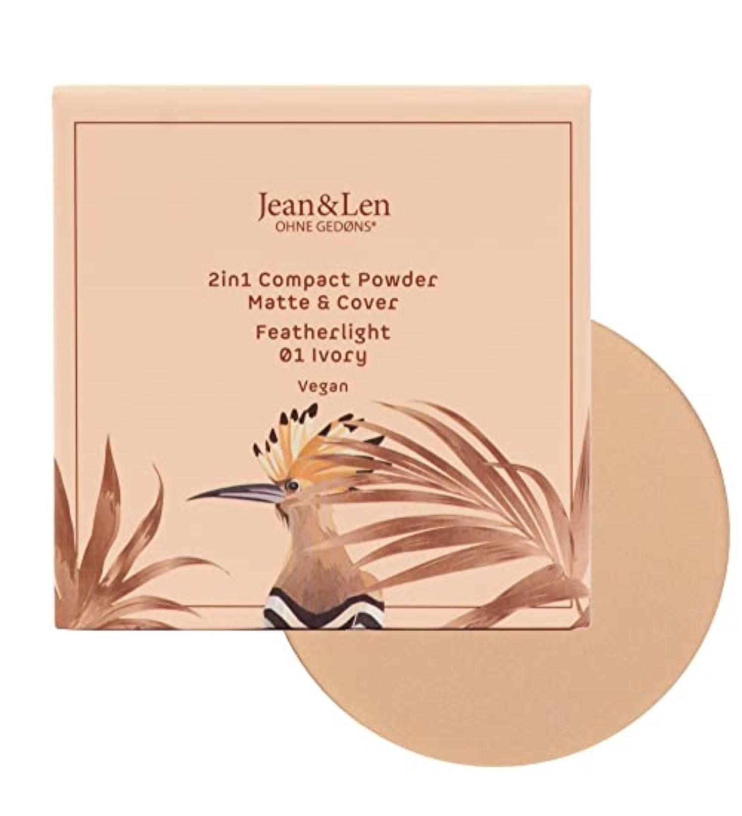Jean & Len 2in1 Compact Powder Matte & Cover 01 Ivory - Vegan Paraben-Free Lightweight Face Powder for Perfect Skin Tone - 10g - Buy Online on SooperMarket.com