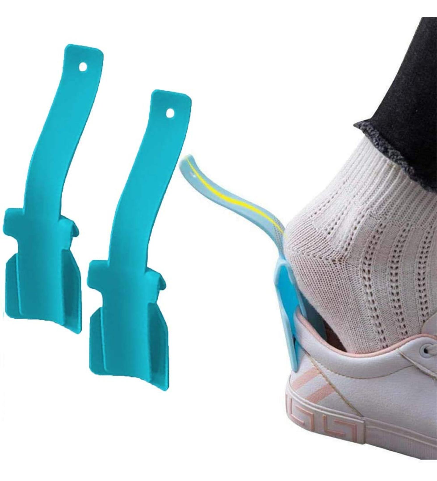 Lazy Shoes Helper - Portable Shoe Lifting Aid for Men, Women, and Kids - Sock Slider Handled Shoe Horn for Seniors, Elderly, Disabled - Fits All Shoes - 2PC (Blue) - Buy Online on SooperMarket.com