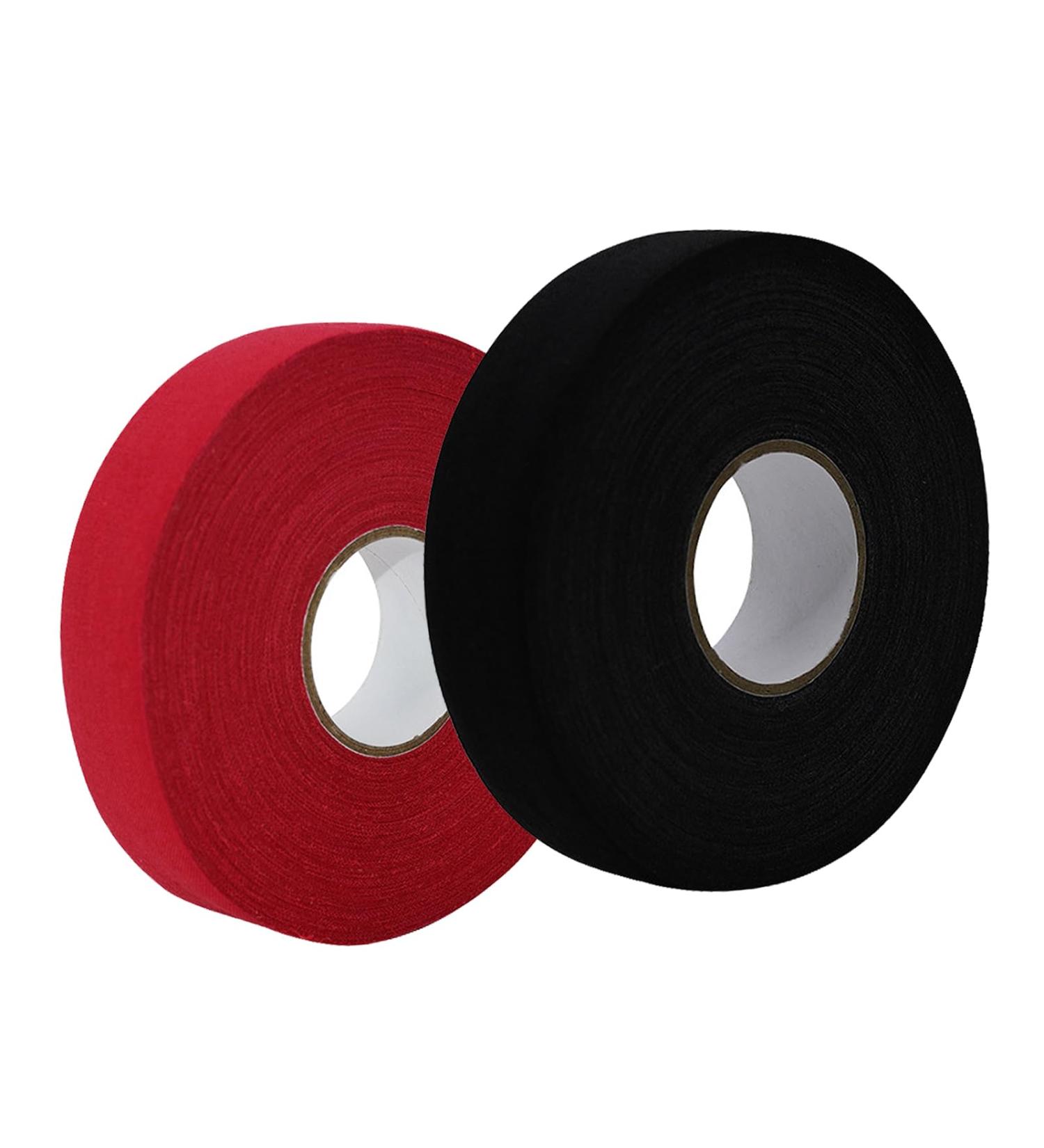 Vueinrg Ice Hockey Tape - 2 Rolls 2.5cm x 25m | Shock-Absorbing Anti-Rod Adhesive Handle Tape (Black Red) for Hockey & Sports - Buy Online on SooperMarket.com