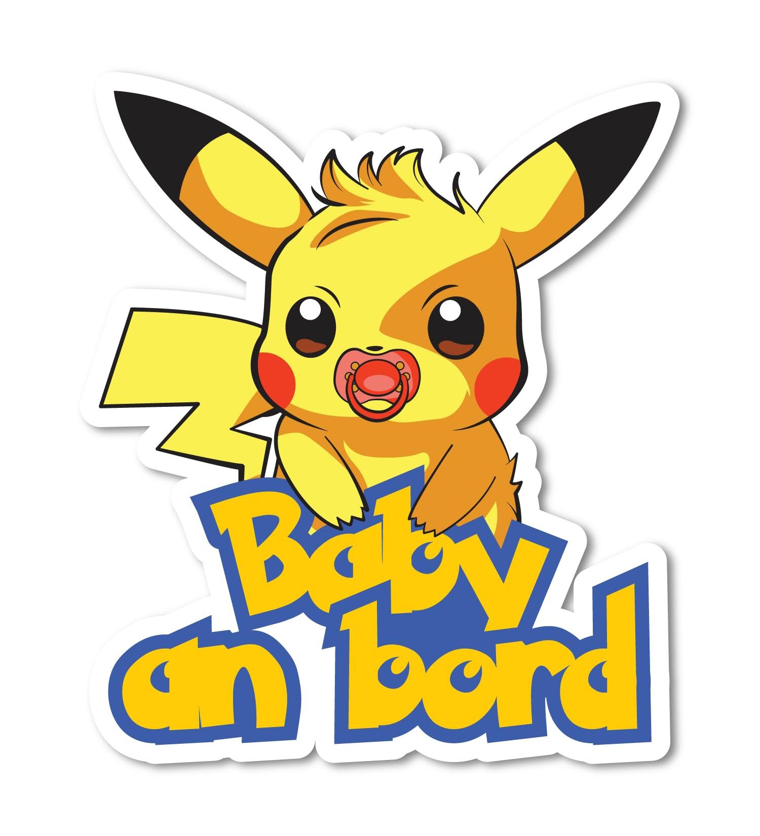 Baby On Board Sticker - Pika 13x18cm Easy Stick Vinyl Car Decal | Colorful Baby Safety Sign for Cars - Buy Online on SooperMarket.com