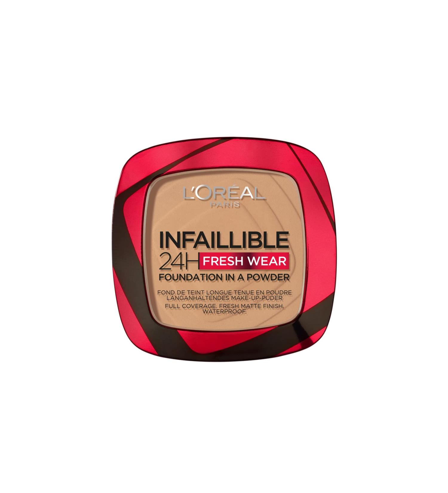 L'Or al Paris Infallible 24H Fresh Wear Foundation in a Powder Full-coverage Longwear Weightless Smooth Finish Water-proof and Transfer-proof 300 Amber 300 Amber 9 g (Pack of 1) - Buy Online on SooperMarket.com