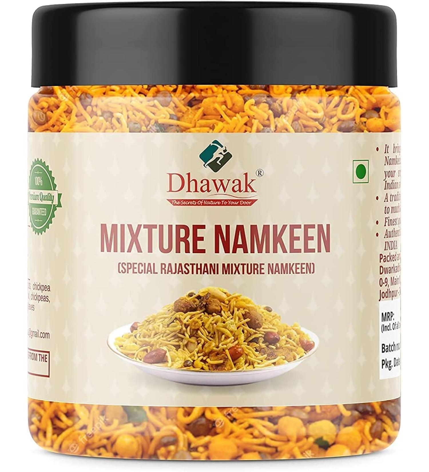 AOZA Dhawak Rajasthani Mixture Namkeen - 200 GMS. (Delicious Normal Spicy) Jar Pack  - Buy Online on SooperMarket.com