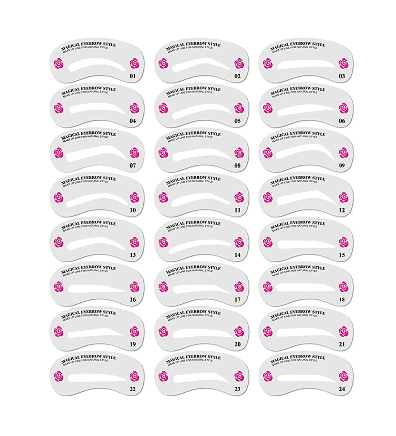 Sioppkik 24 Forms Eyebrow Template Set - Reusable DIY Makeup Tool for Perfect Eyebrows | International Shipping Available - Buy Online on SooperMarket.com