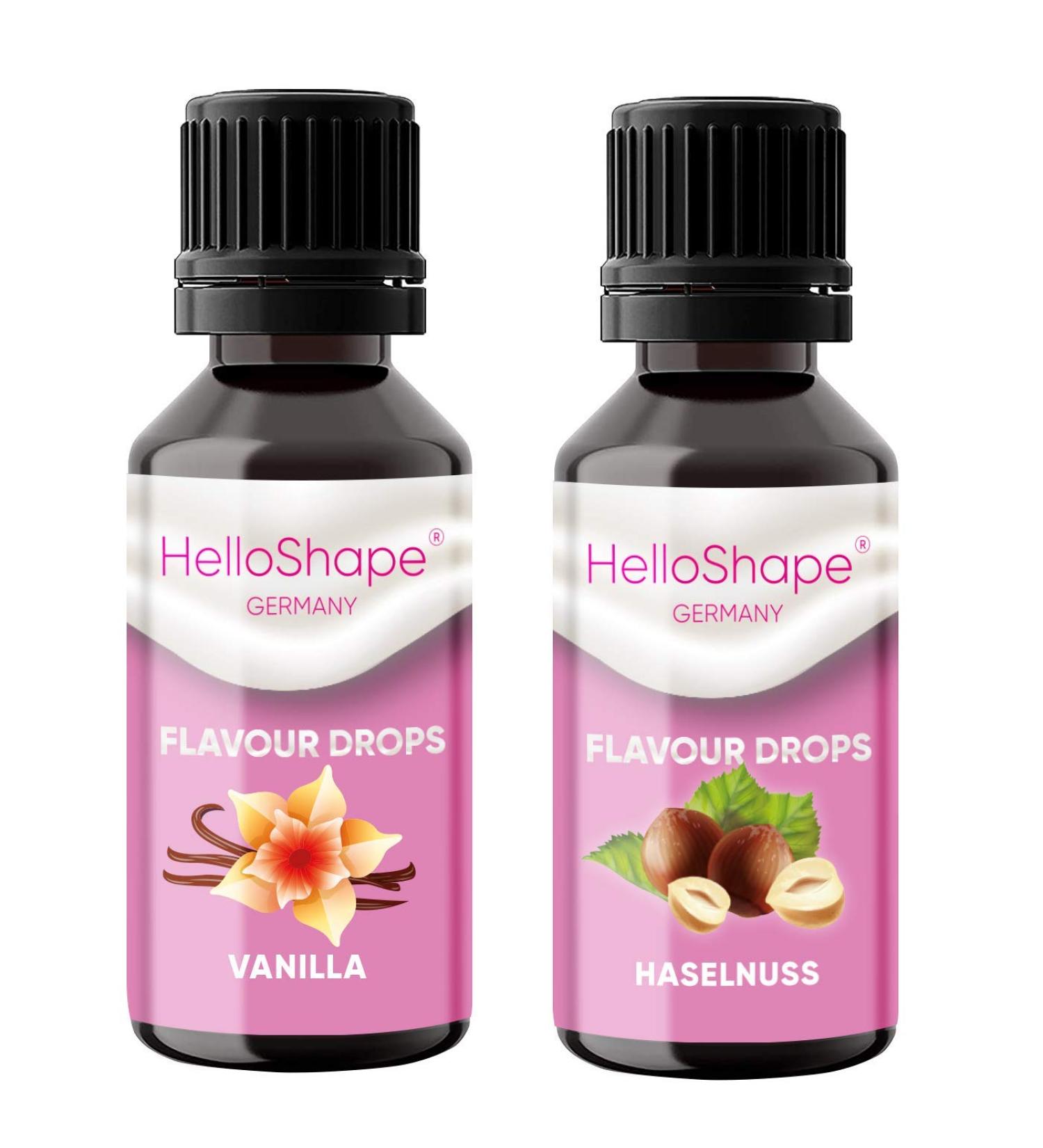 Buy Sugar-Free Flavor Drops Set - Vanilla & Hazelnut 30ml | Vegan & Calorie-Free Sweetener for Yogurt Porridge Quark | Hello Shape 2 Pack - Buy Online on SooperMarket.com