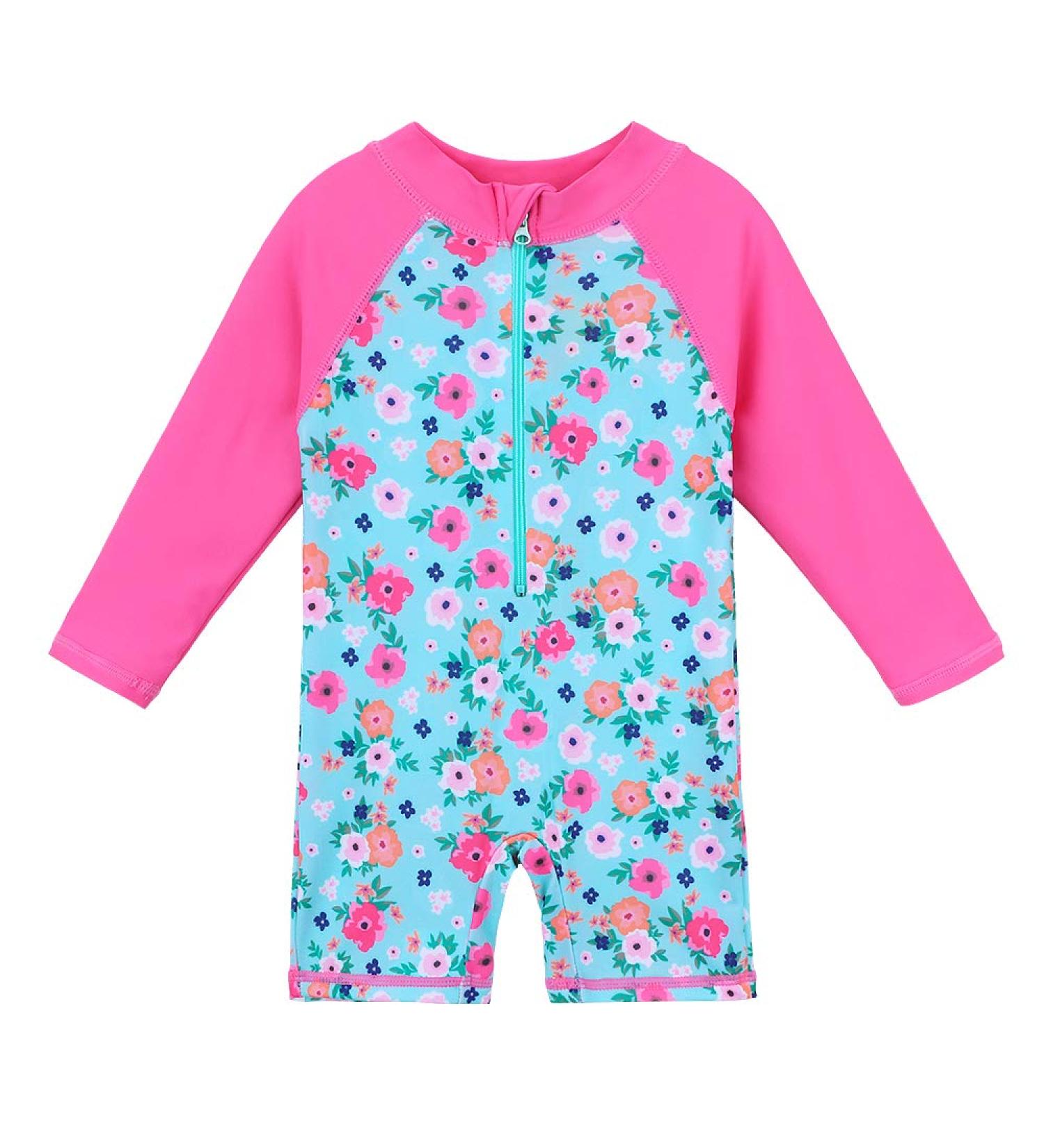 HUAANIUE Baby Girls Zipper Swimsuit | UPF 50+ Sun Protection | 2-3 Years | Littleflower Swimwear - Buy Online on SooperMarket.com
