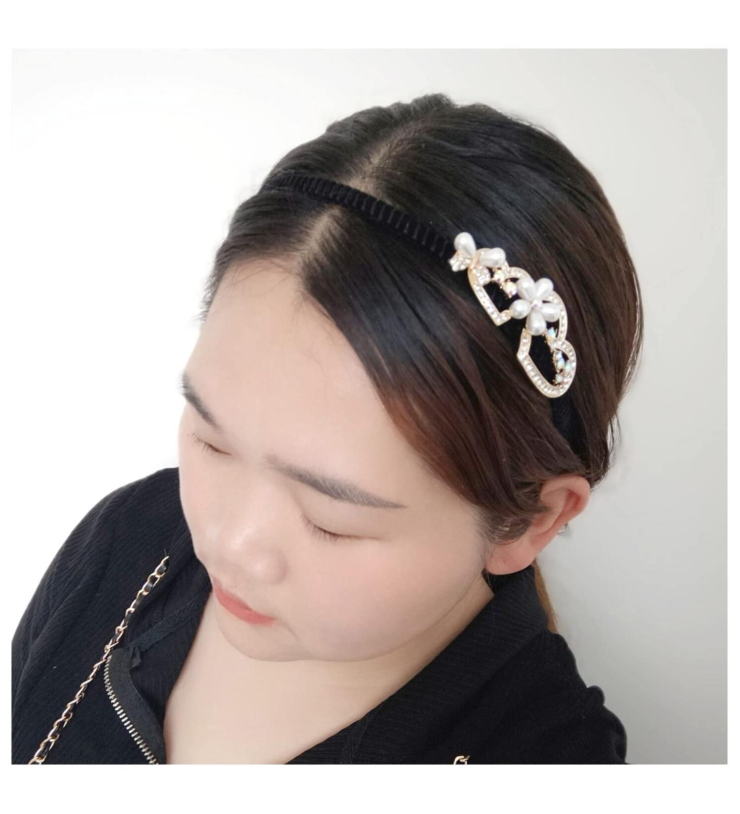 Butterfly Heart Headband 1920s Vintage Flower Cross Hair Hoop Crystal Pearl Velvet Band Headpiece Accessories for Women Girls (Gold Heart) - Buy Online on SooperMarket.com