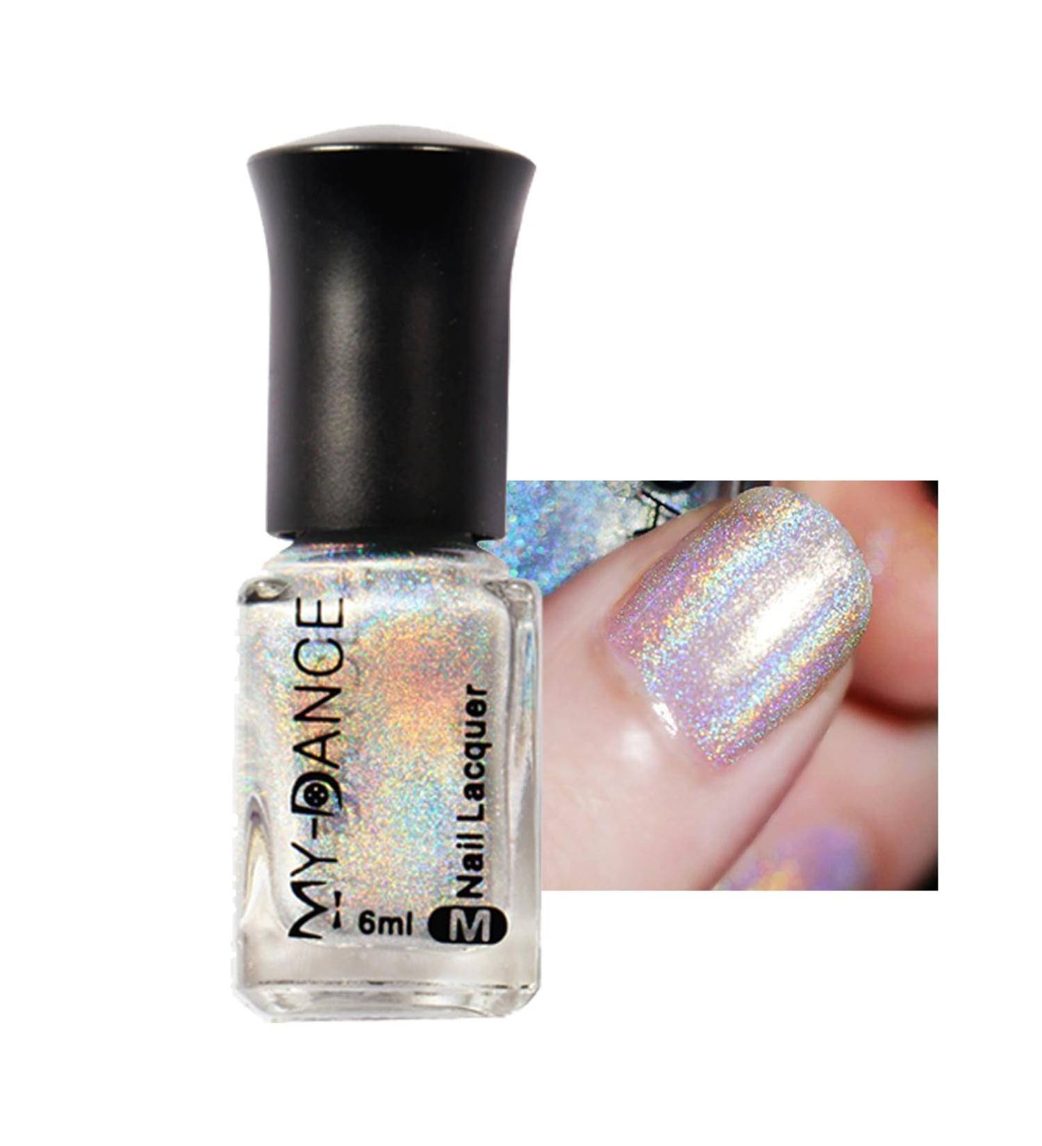Glitter Laser Nail Polish - Pretty Shiny Mirror Glitter Nail Art Holographic Durable Nail Polish (001 Silver) - Buy Online on SooperMarket.com