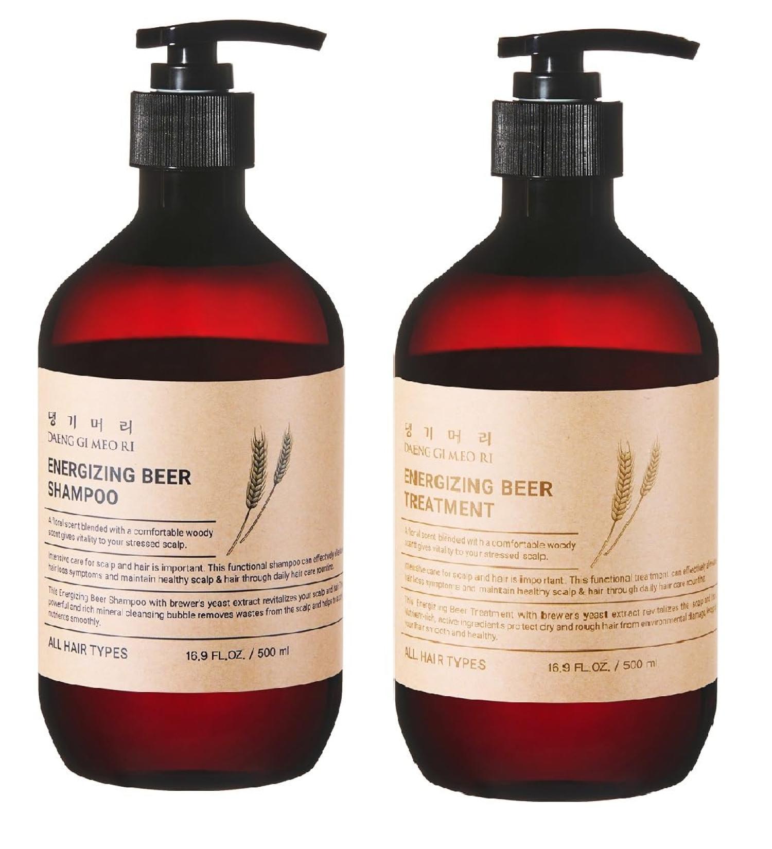 DaengGiMeoRi Energizing Beer Shampoo & Treatment | Korean Hair Care for Hair Loss & Scalp Strengthening - 500ml - Buy Online on SooperMarket.com