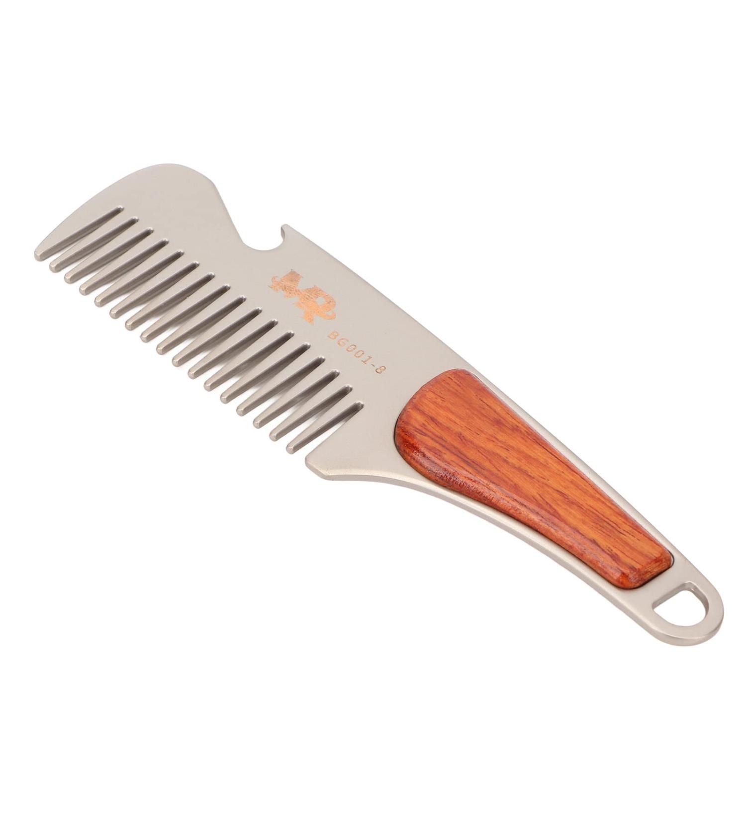 Stainless Steel Hair & Beard Comb - Multipurpose Sandalwood Pocket Moustache Comb for Grooming - Buy Online on SooperMarket.com