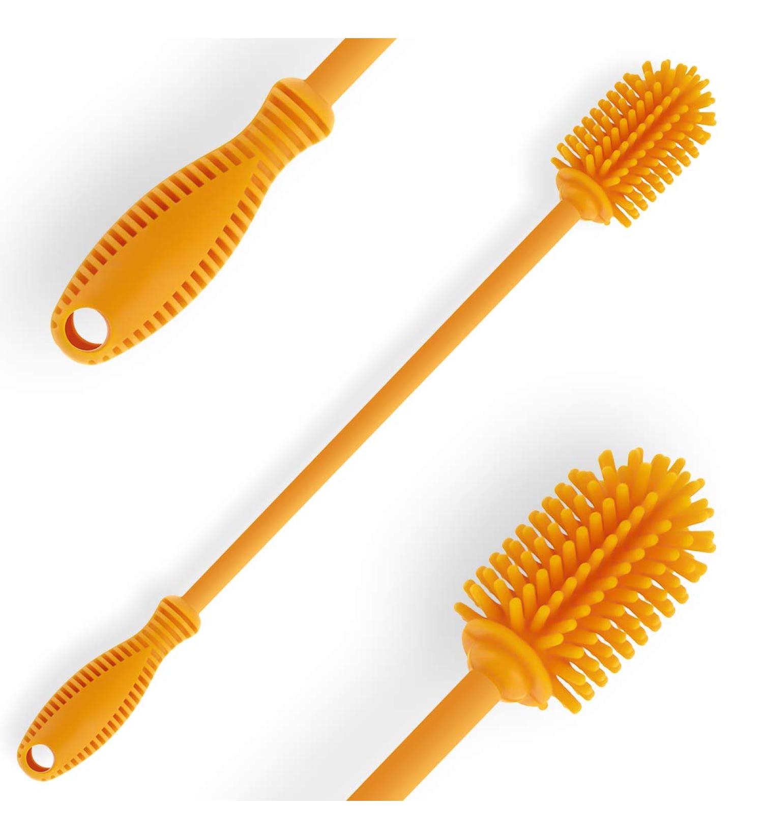 Silicone Bottle Cleaning Brush with Long Handle - 31cm/12.5 - Perfect for Baby Bottles, Hydro Flask, Sports Bottles, Vases and Glassware - Orange - Qty 1 - Buy Online on SooperMarket.com
