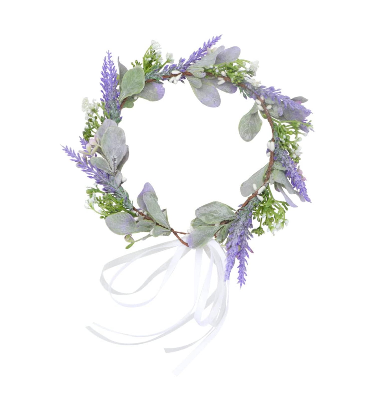 Minkissy Womens Headbands Lavender Flower Flower Headband Floral Hair Garland Fairy Flower Headband Wedding Hair Accessories for Girls Brides Ladies Purple Flower Hair Accessories - Buy Online on SooperMarket.com