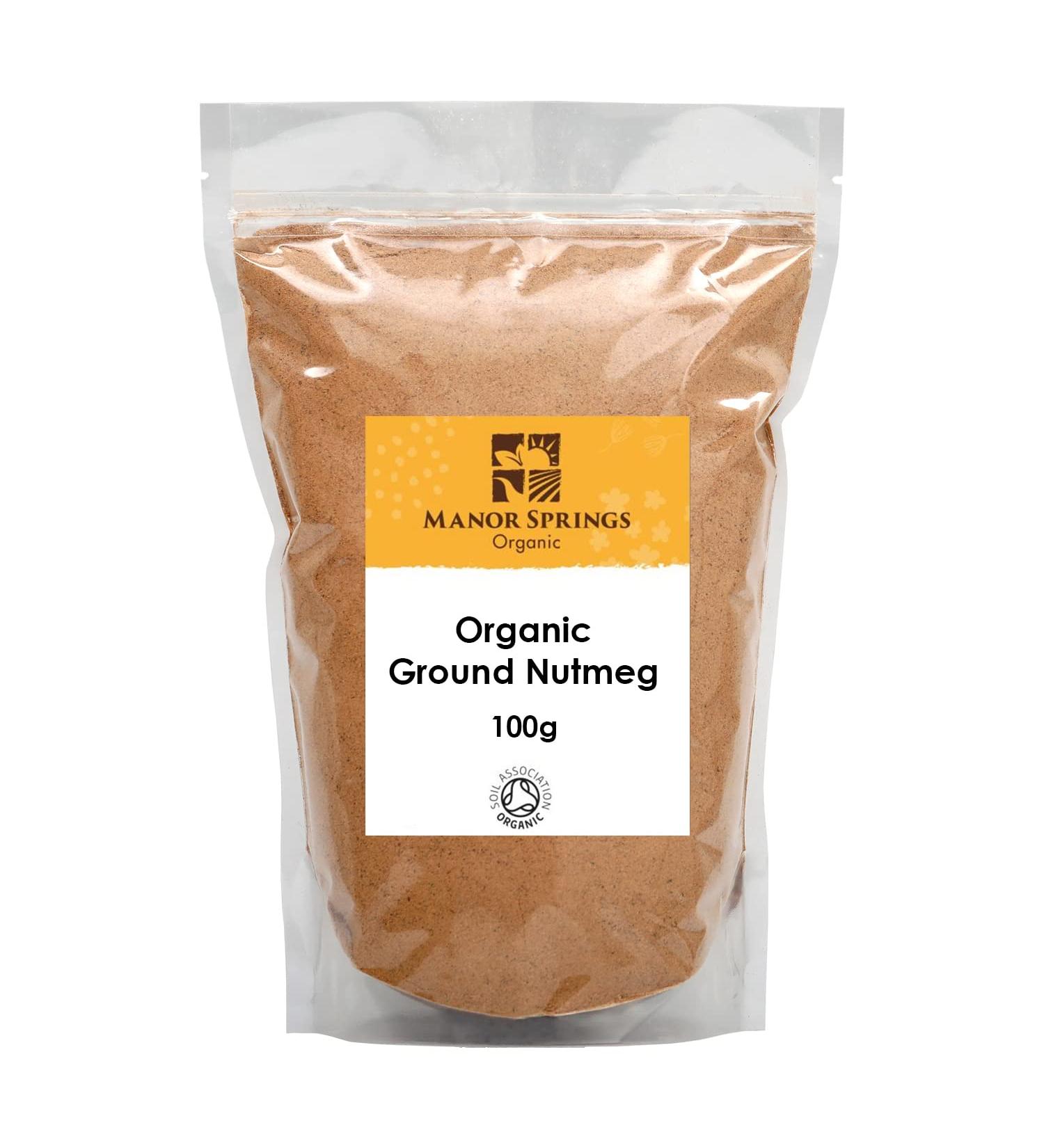 Manor Springs Organic Ground Nutmeg 100g - Pure and Natural Spice - Buy Online on SooperMarket.com