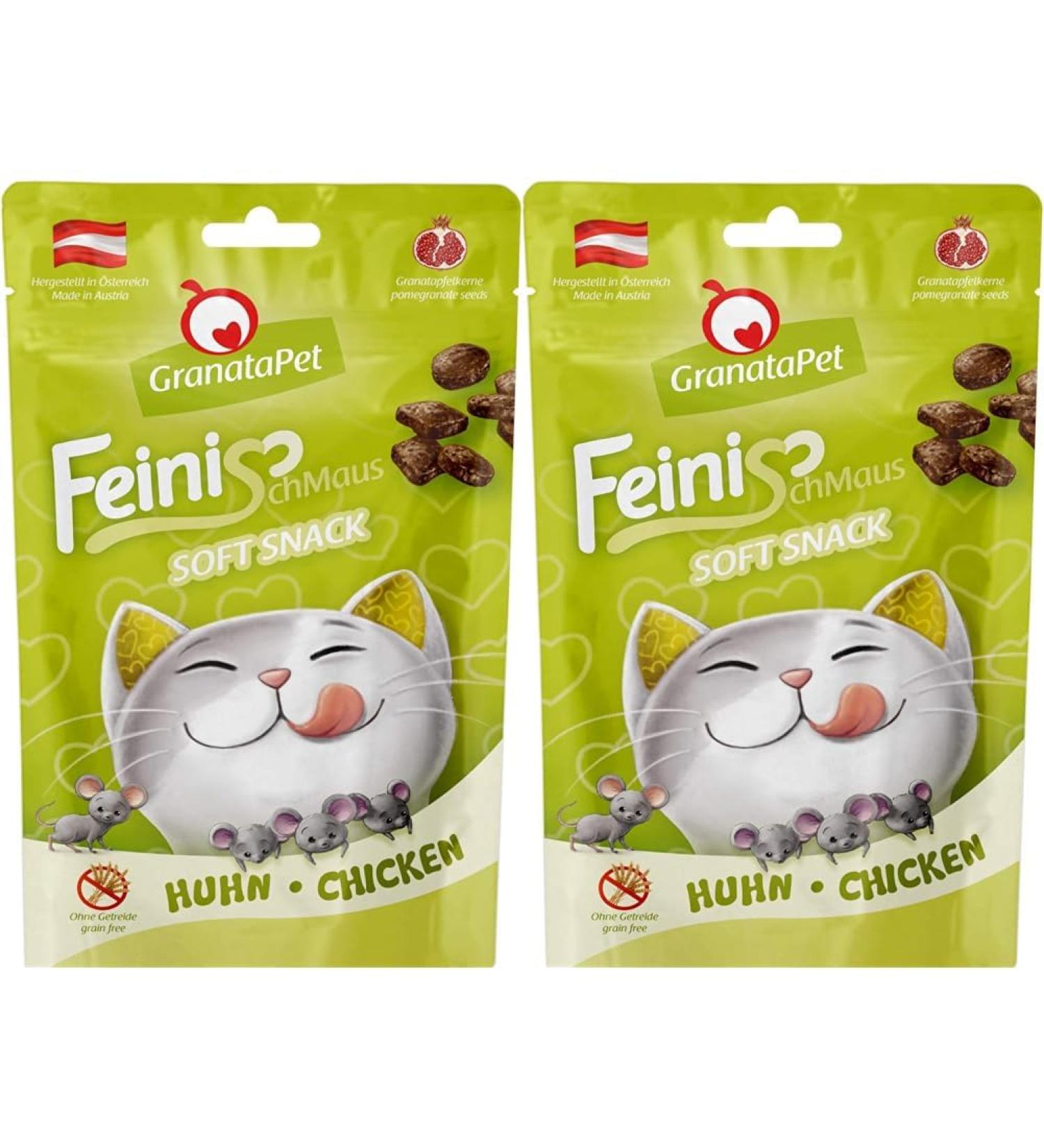 Granatapet Fine Mouse Chicken Treats for Cats - Soft Cereal-Free Sugar-Free Cat Snacks (50g Pack of 2) - Perfect Reward Cubes - Buy Online on SooperMarket.com