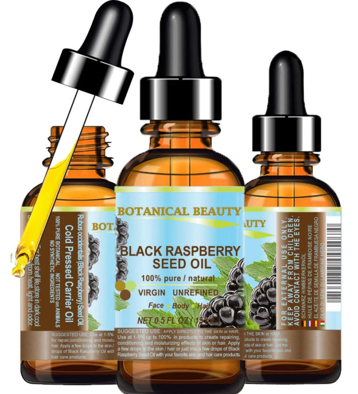 100% Pure Black Raspberry Seed Oil 0.5 Fl.oz- 15 ml - Cold Pressed Carrier Oil for Skin, Hair, Lip, Nail Care - Rich in Antioxidants, Vitamin A & E - Buy Online on SooperMarket.com