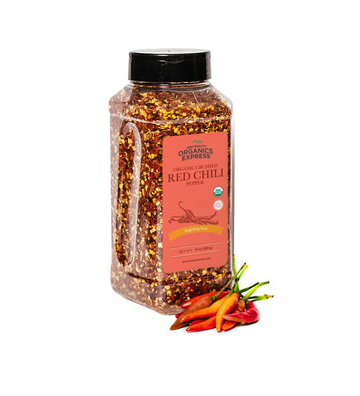 HQOExpress Organic Red Chili Pepper Crushed USDA Certified Organic Chili Flakes -Hot and Spicy  - Buy Online on SooperMarket.com