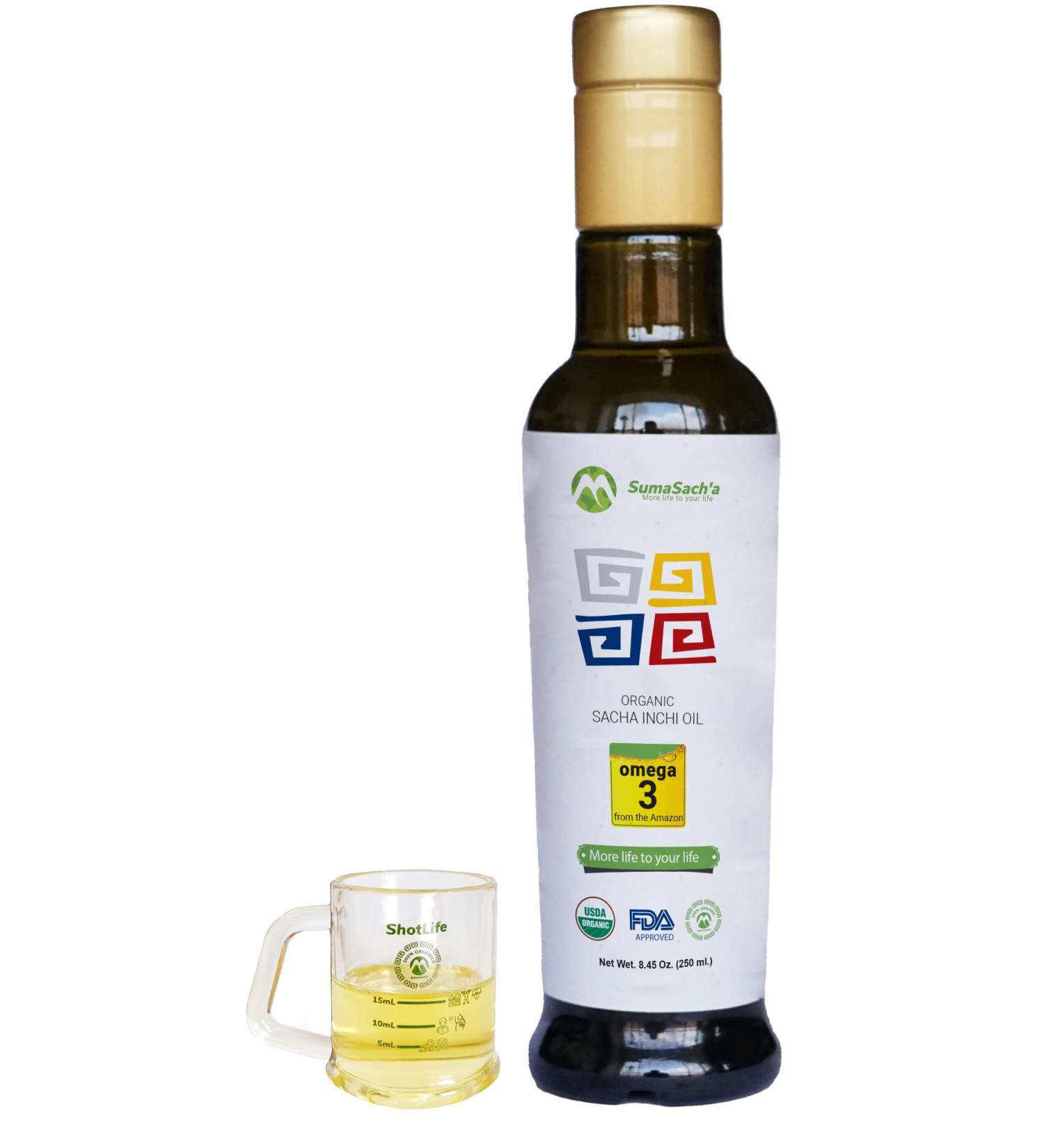 SumaSach'a Organic Sacha Inchi Oil 8.45 oz - High Omega 3, Cold-Pressed & 100% Natural - Buy Online on SooperMarket.com