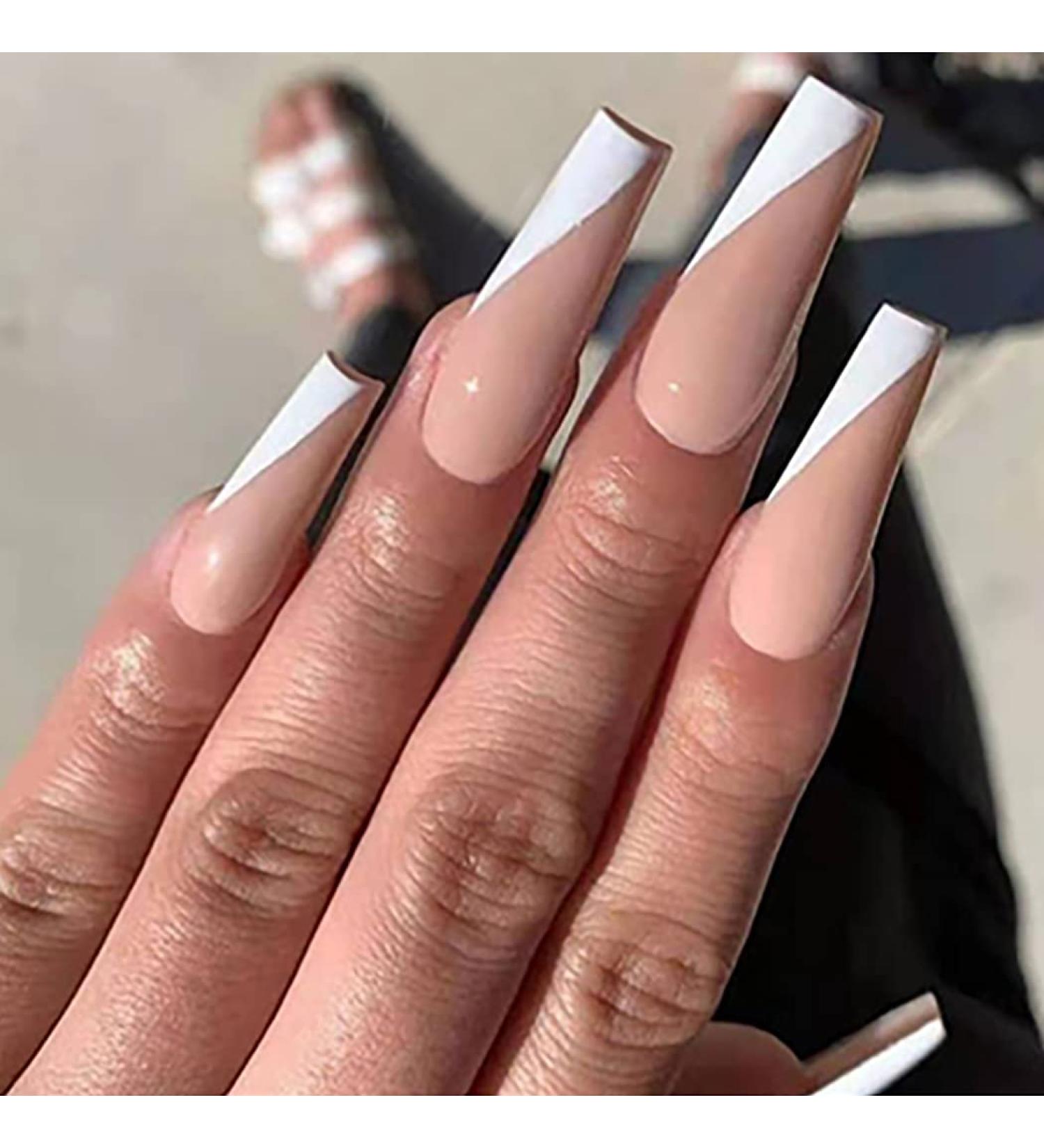 Brishow French Ballerina Acrylic Press-On Nails - Long Full Cover 24pcs for Women & Girls | International Shipping Available - Buy Online on SooperMarket.com
