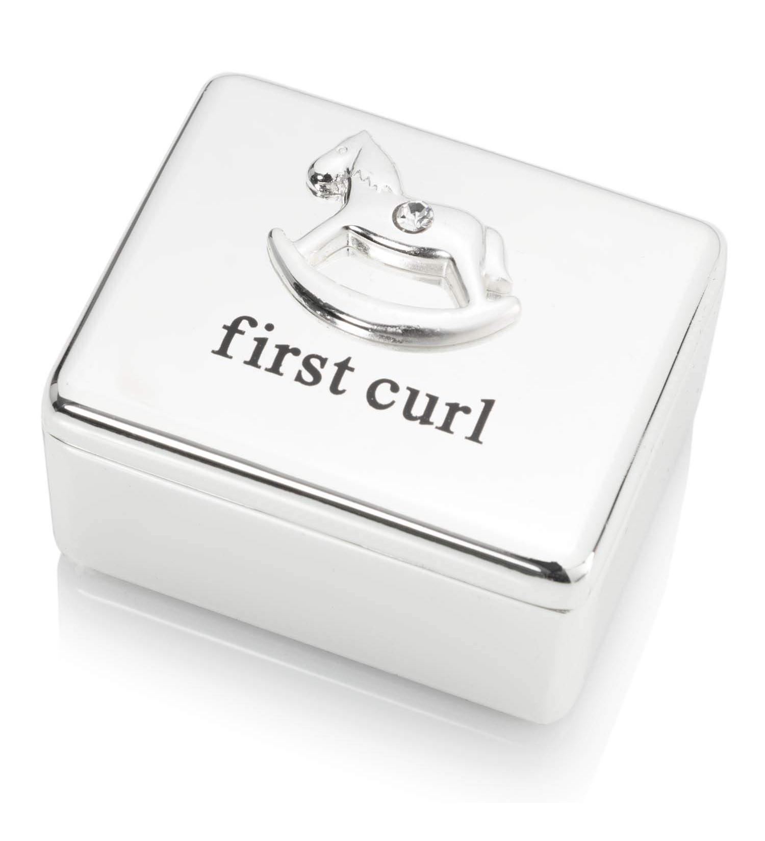 Personalized Silver Plated Rocking Horse First Curl Box | Custom Engraved Keepsake - Buy Online on SooperMarket.com