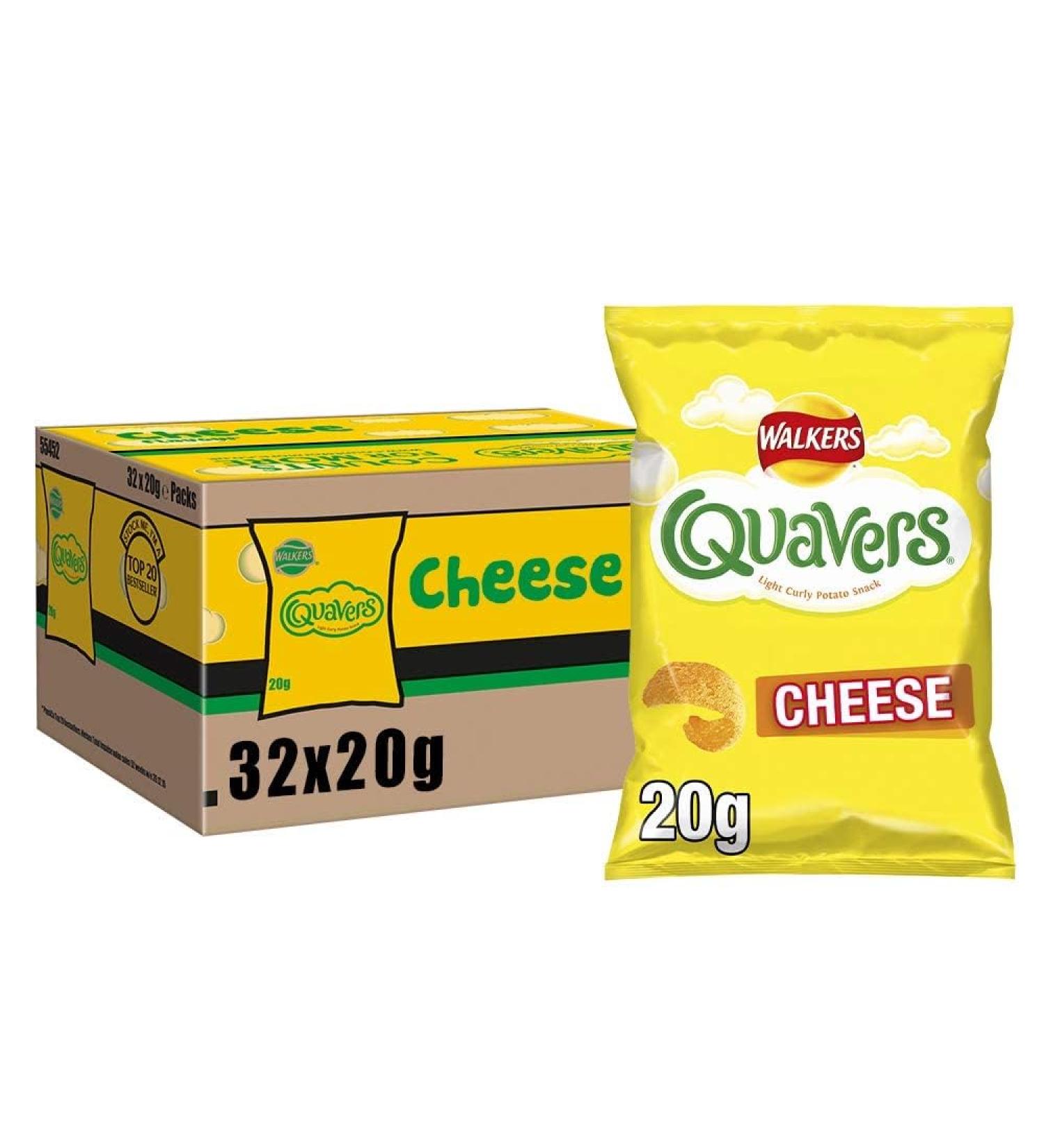 Walkers Quavers Cheese Snacks Crisps 32x20g (Wholesale Box) - Buy Online on SooperMarket.com
