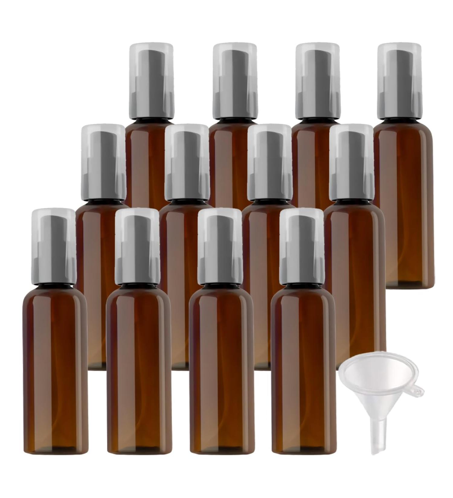 ZEOABSY 12 Pieces 100 ml Brown Lotion Bottles with Black Pump 100ml Empty PET Plastic Lotion Pump Bottle Cosmetic Gel Travel Container for Cosmetic Make up Cleaning + 2 x Funnel Brown 100ml - Buy Online on SooperMarket.com