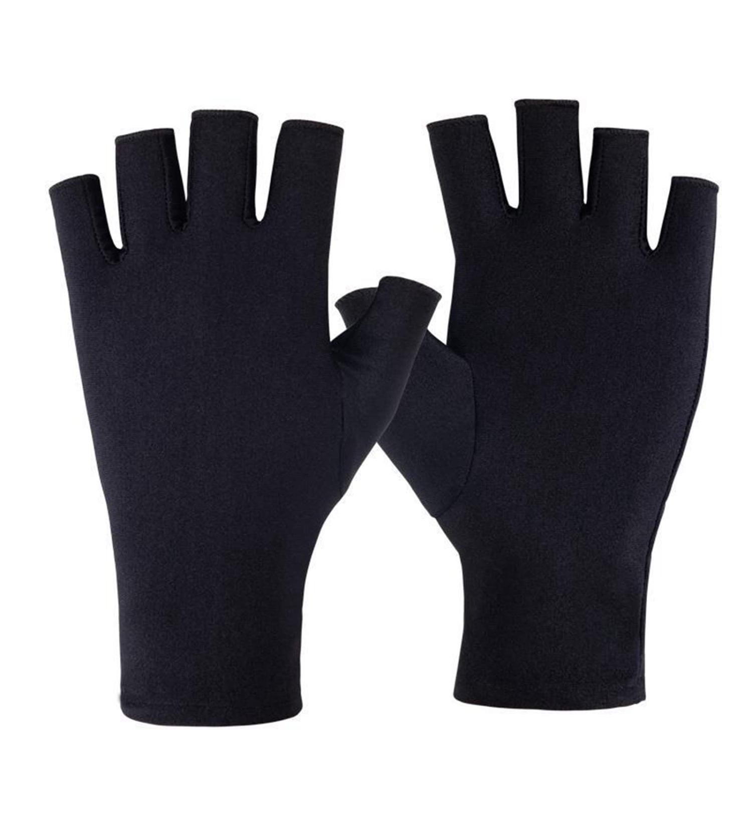 SONGQEE Anti-UV Gel Nail Lamp Gloves - Manicure Protection for Hands | Fingerless Nail Art Skin Care Gloves for Home & Outdoor Use - Black - Buy Online on SooperMarket.com