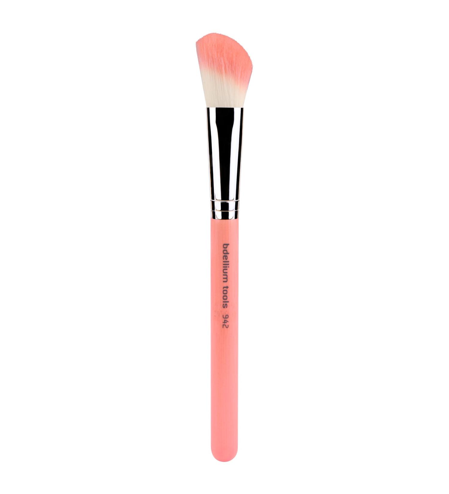 Bdellium Tools Professional Makeup Brush - Pink Bambu Series 942 Slanted Contour Brush | Soft Synthetic Fibers for Dimension | International Shipping Available - Buy Online on SooperMarket.com