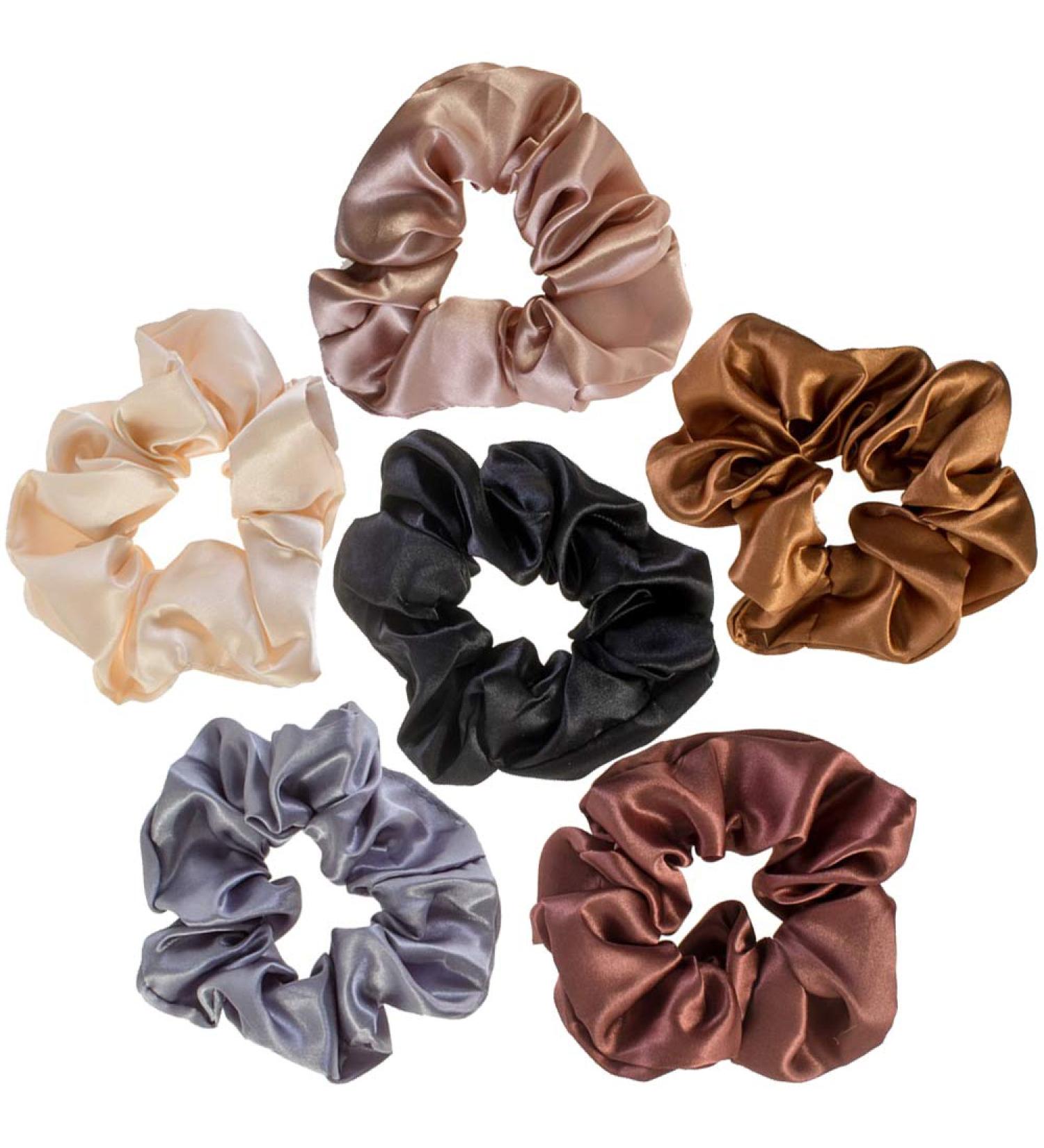 VAGA Cute Scrunchies Set - 6 Colors, Soft Hair Elastics, Ponytail Holder Pack - Satin Scrunchies for Thick Hair - Buy Online on SooperMarket.com