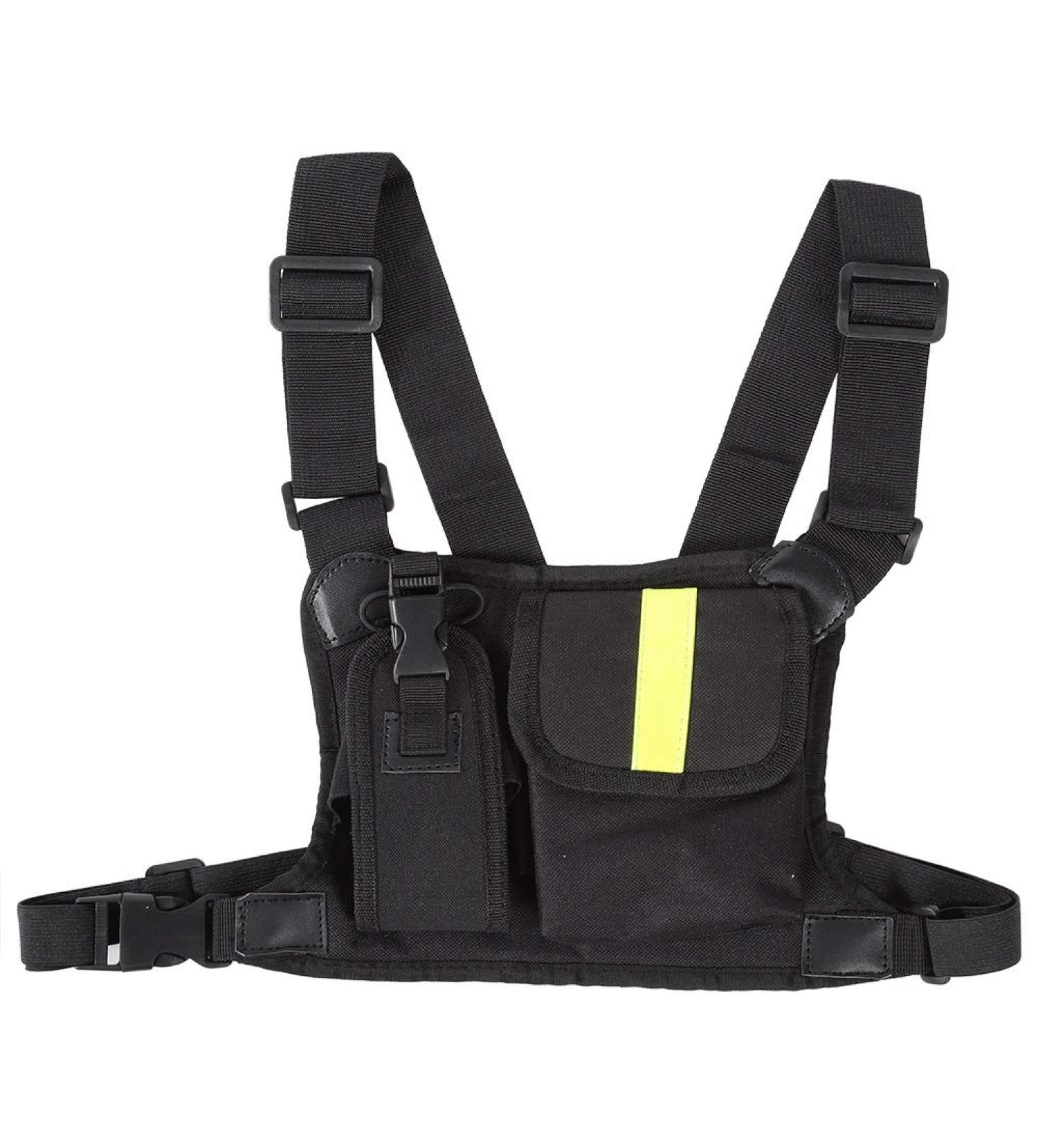 Jadeshay Radio Chest Strap - Adjustable Walkie Talkie Chest Bag for Men | Bright Yellow Vest with Pockets - International Shipping Available - Buy Online on SooperMarket.com