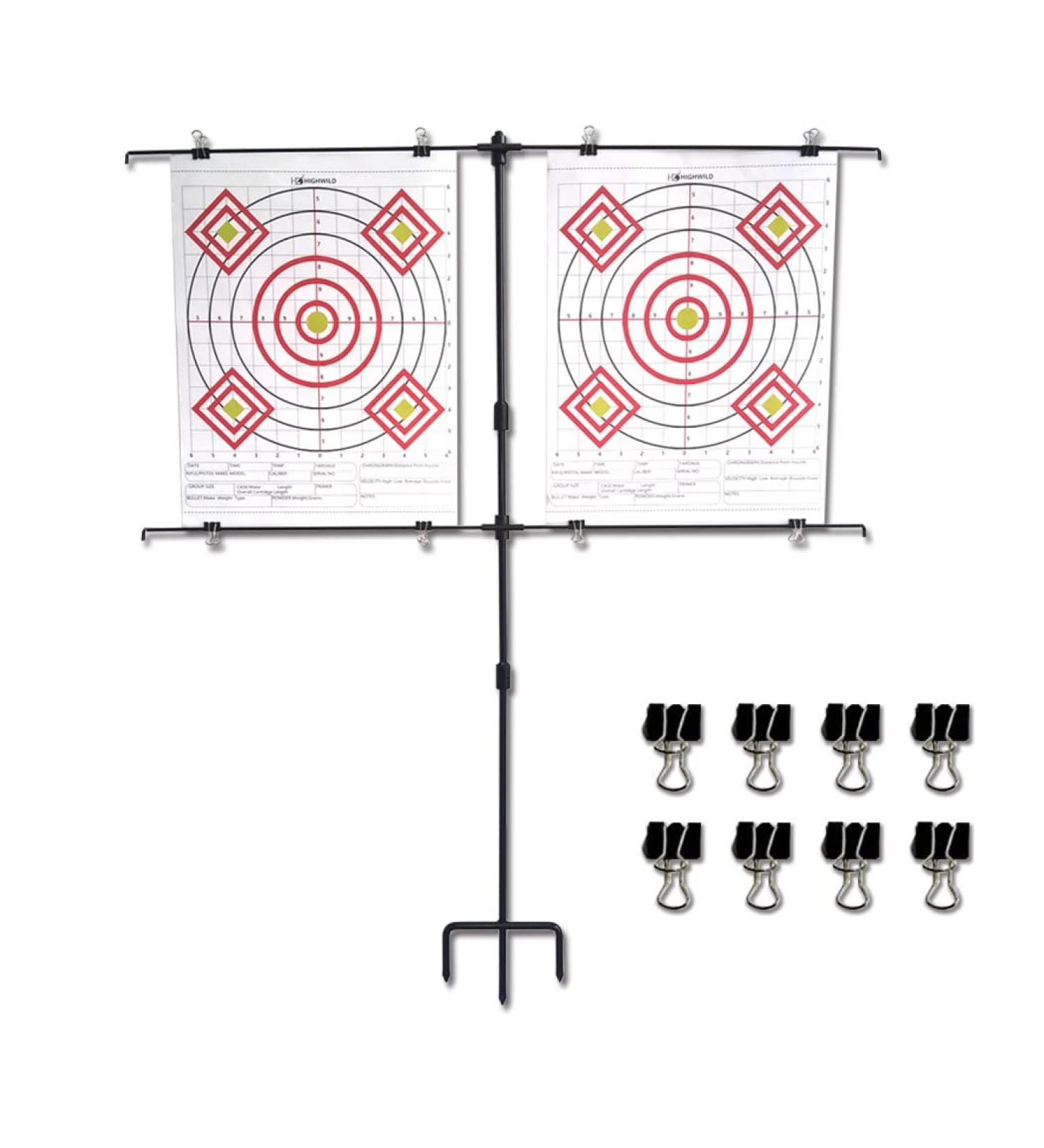 Highwild Adjustable Paper Target Stand with 8 Clips | Shooting Practice Holder for Clear Bullseye Targets - Buy Online on SooperMarket.com