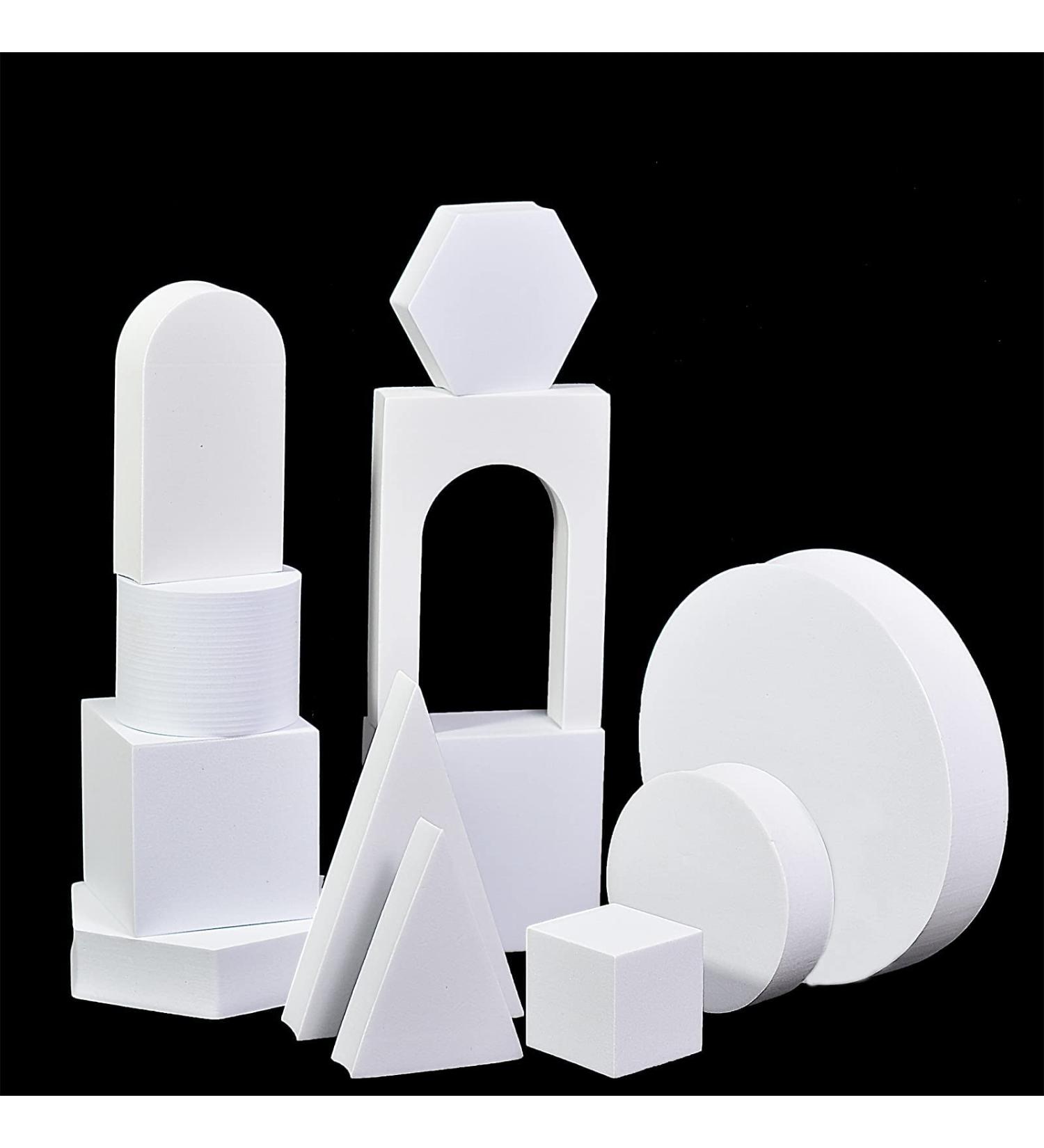 Yoocheese 12PCS Hard Foam Geometric Shapes - White Photo Props for Jewelry & Cosmetic Flat Lay Photography - Buy Online on SooperMarket.com
