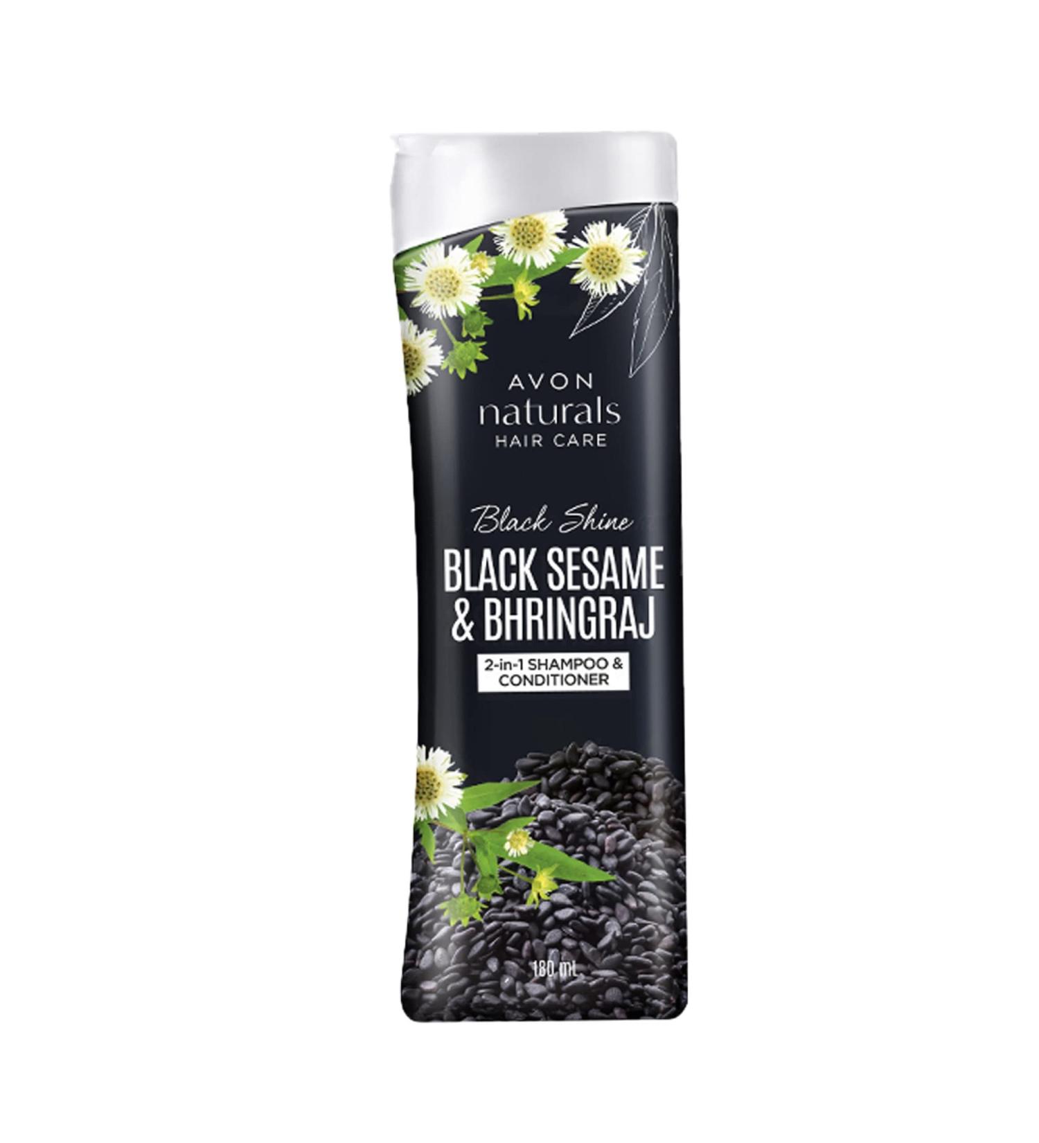 AVON Naturals Black Shine Bhringraj 2-in-1 Shampoo & Conditioner | 180 ml | Strengthen & Shine | International Shipping Available - Buy Online on SooperMarket.com