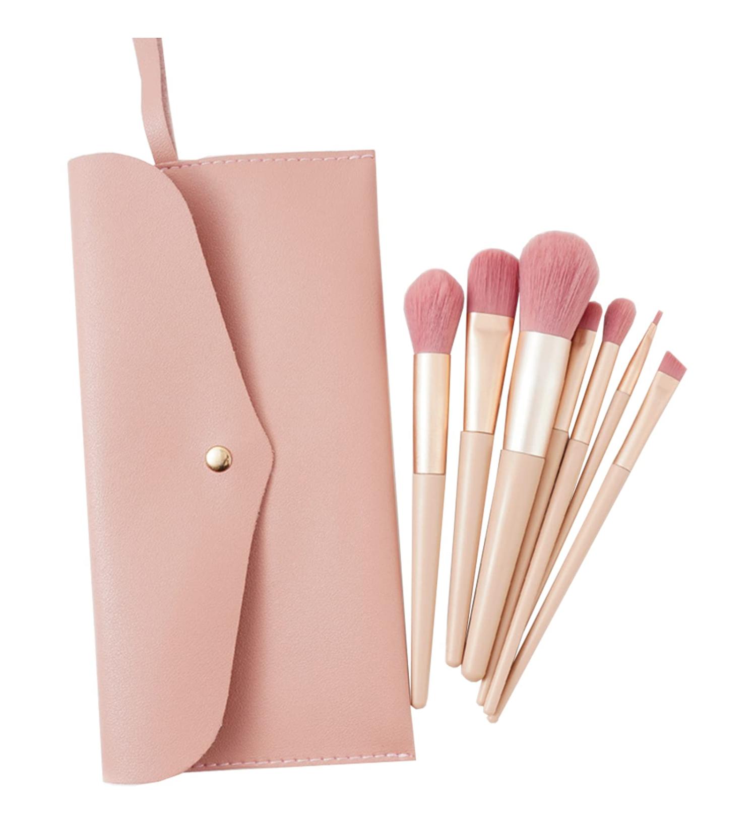 7 Piece Beige Eye Makeup Brush Set - Advanced Synthetic Brushes for Eyeshadow Eyeliner Concealer & Contour | International Shipping Available - Buy Online on SooperMarket.com