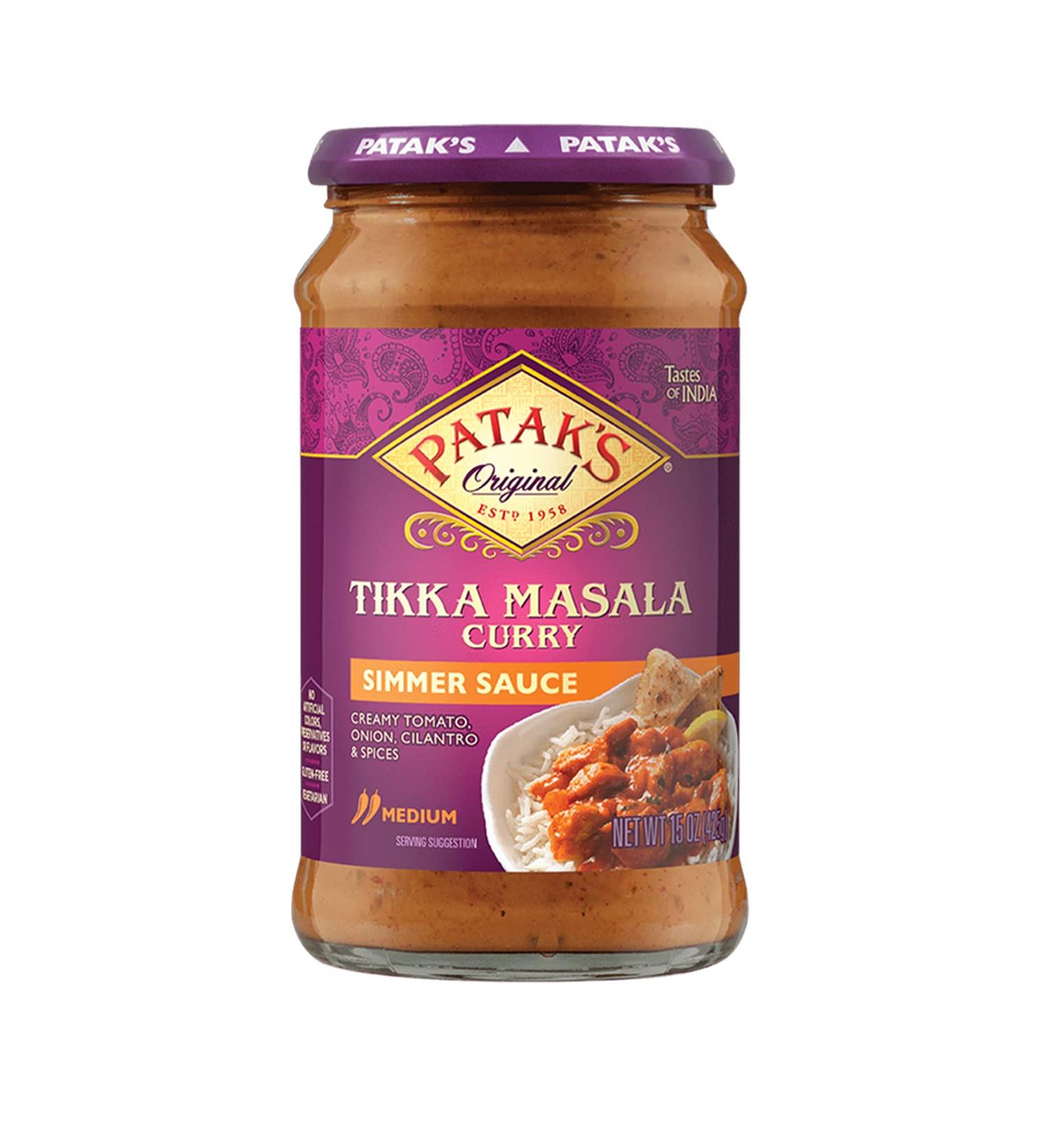 Patak's Tikka Masala Simmer Sauce - 15 Oz (Pack of 3) - Creamy Tomato, Onion, Cilantro & Spices - Gluten-Free & Vegetarian - Buy Online on SooperMarket.com