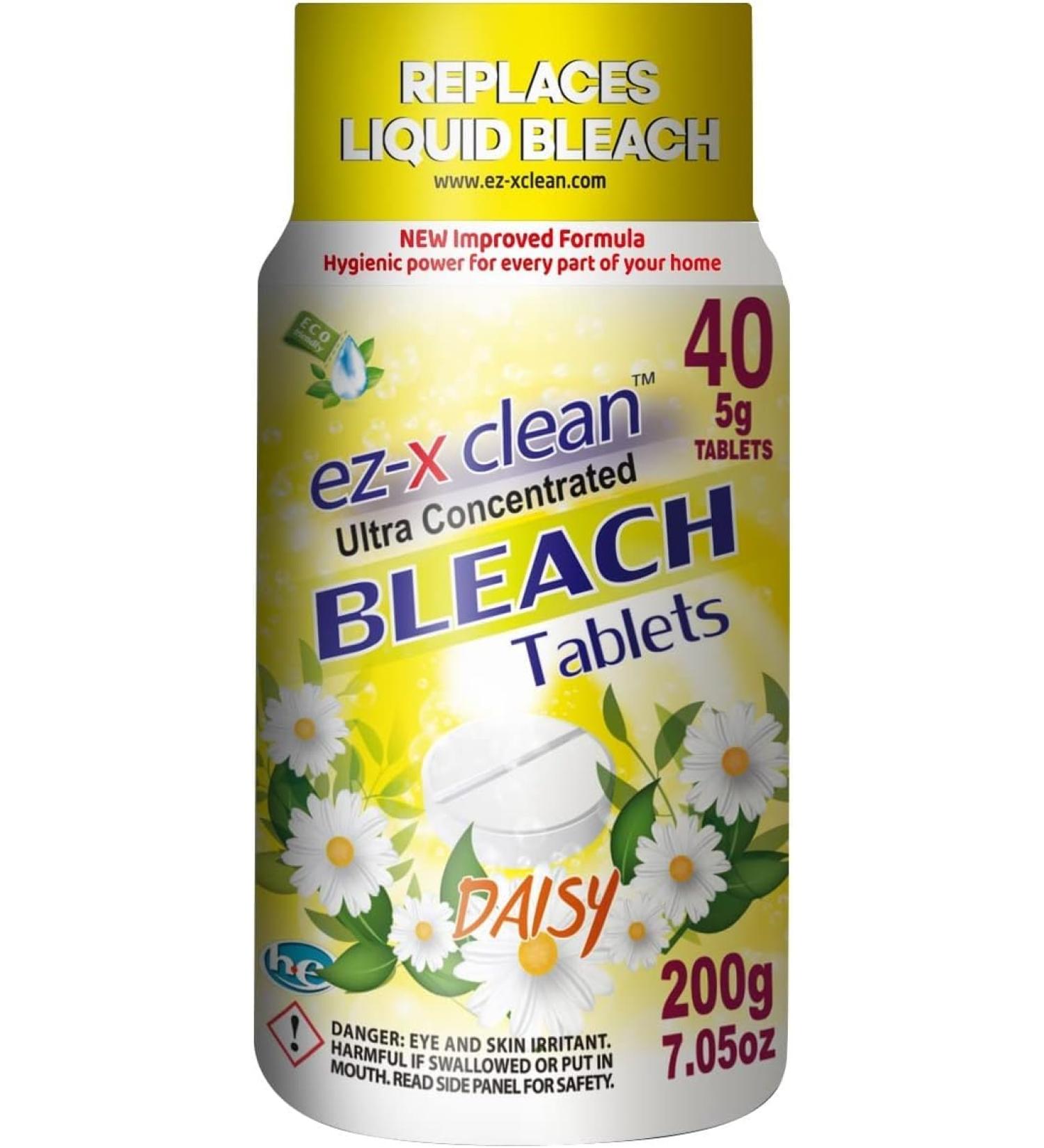 Ultra Concentrated Water Activated Bleach Tablets - 40 Phosphate Free Tablets for Laundry & Multipurpose Cleaning - Eco-Friendly Liquid Bleach Alternative (7.05 OZ - Buy Online on SooperMarket.com