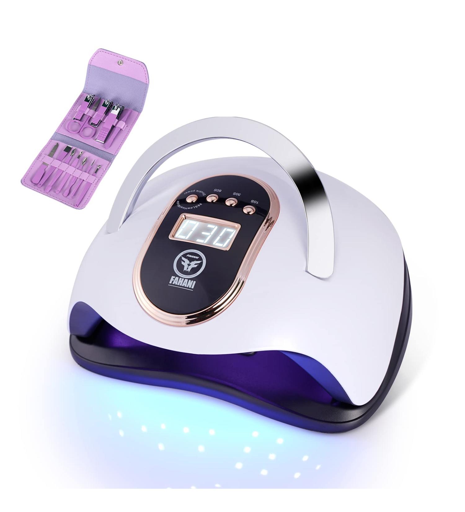 Fahani 168W LED UV Nail Lamp for Gel Polish | Professional Nail Dryer with 36 UV Lights & Infrared Sensing | 4 Timers | Includes 12 Pcs Manicure/Pedicure Set | Portable Nail Art Curing Lamp - Buy Online on SooperMarket.com