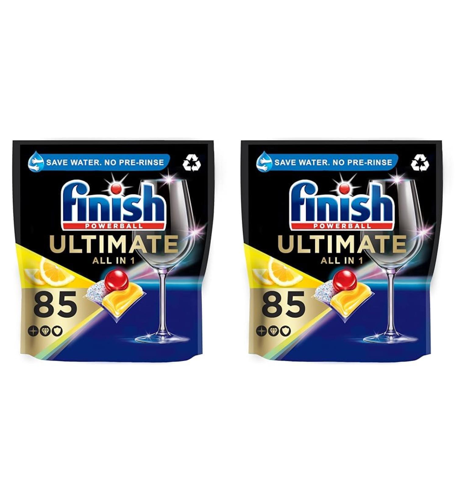 Finish Powerball Ultimate All-in-1 Dishwasher Tablets ORIGINAL 85 Tablets (Pack of 2) - Buy Online on SooperMarket.com