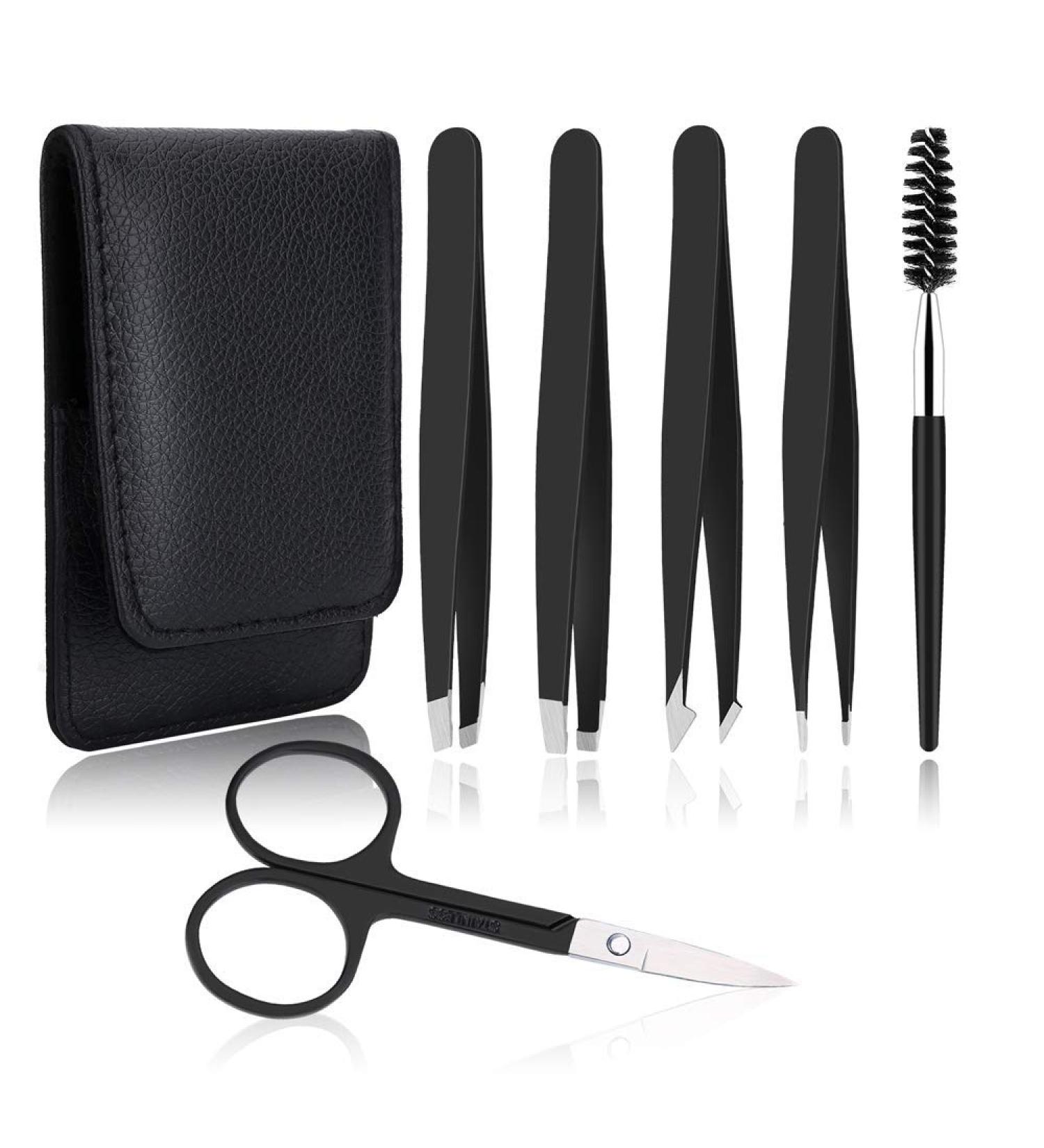 Professional 6+1 PCS Tweezer Kit for Ingrown Hair, Eyebrow Plucking, and Splinter Removal - Perfect for Men and Women - Buy Online on SooperMarket.com