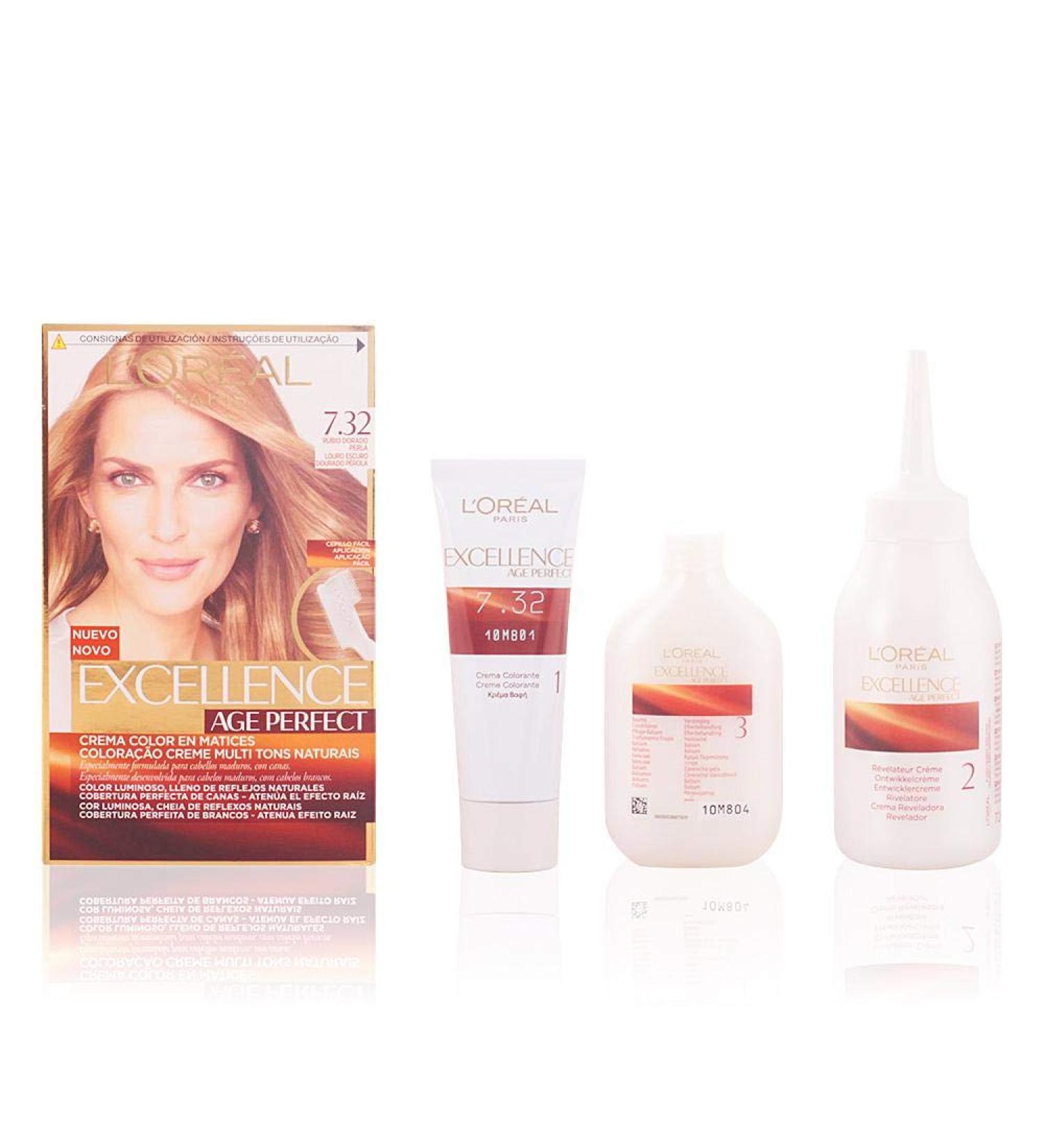 L'Oreal Excellence Age Perfect Colouring Number 7/32 Rubio Dorado Perla 7.302 Golden Pearl Blonde 1 count (Pack of 1) - Buy Online on SooperMarket.com