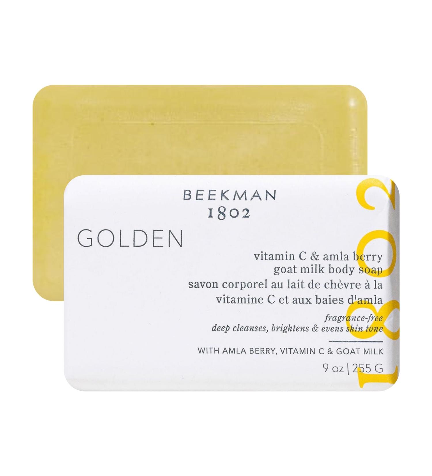 Beekman 1802 Golden Amla Goat Milk Soap Bar - Fragrance Free - 9 oz - Fades Dark Spots & Evens Skin Tone - With Vitamin C & Amla Berry - Sensitive Skin & Cruelty Free - Buy Online on SooperMarket.com