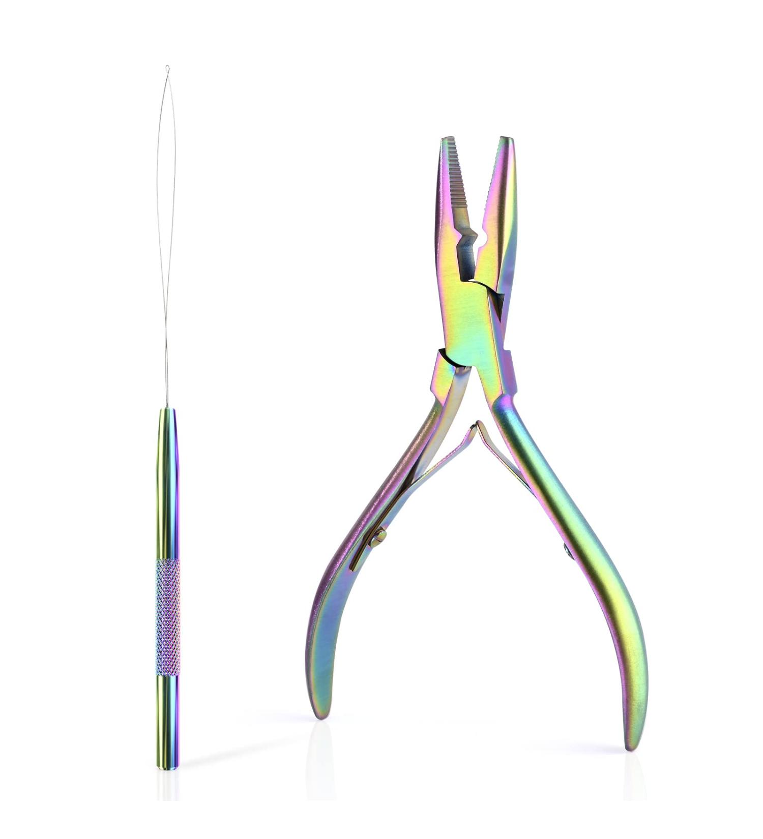 EHDIS Hair Extensions Tools Kit - Stainless Steel Pliers for Hair Apply&Remove Micro Ring Loop and Loop Needle Threader Tool for Micro Rings Nano beads Styling Accessories Colour - Buy Online on SooperMarket.com