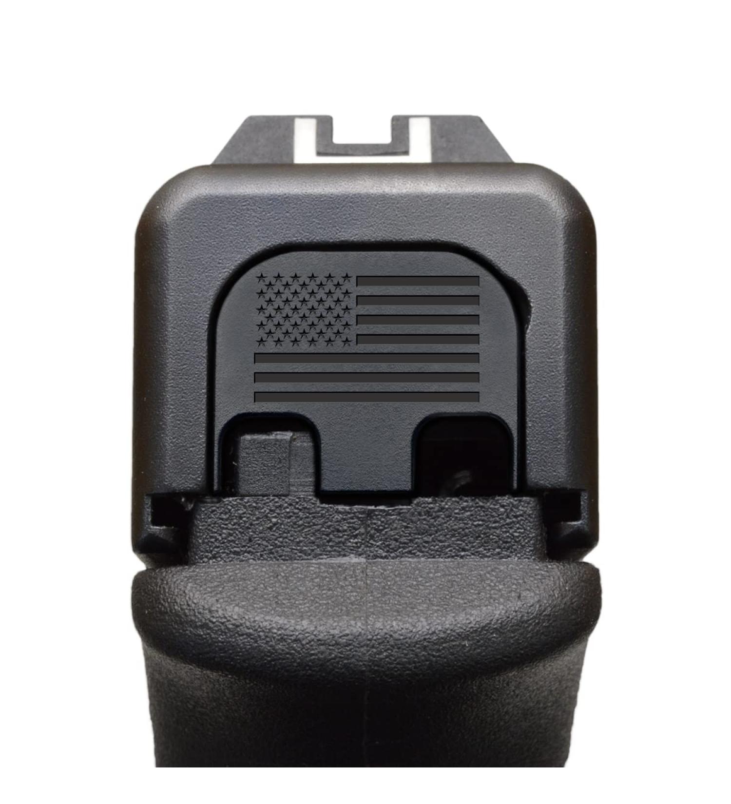 Milspin CNC Engraved Slide Back Plate for Glock Gen 1-5 | Blacked Out American Flag | Glock Accessories | Made in USA - Buy Online on SooperMarket.com