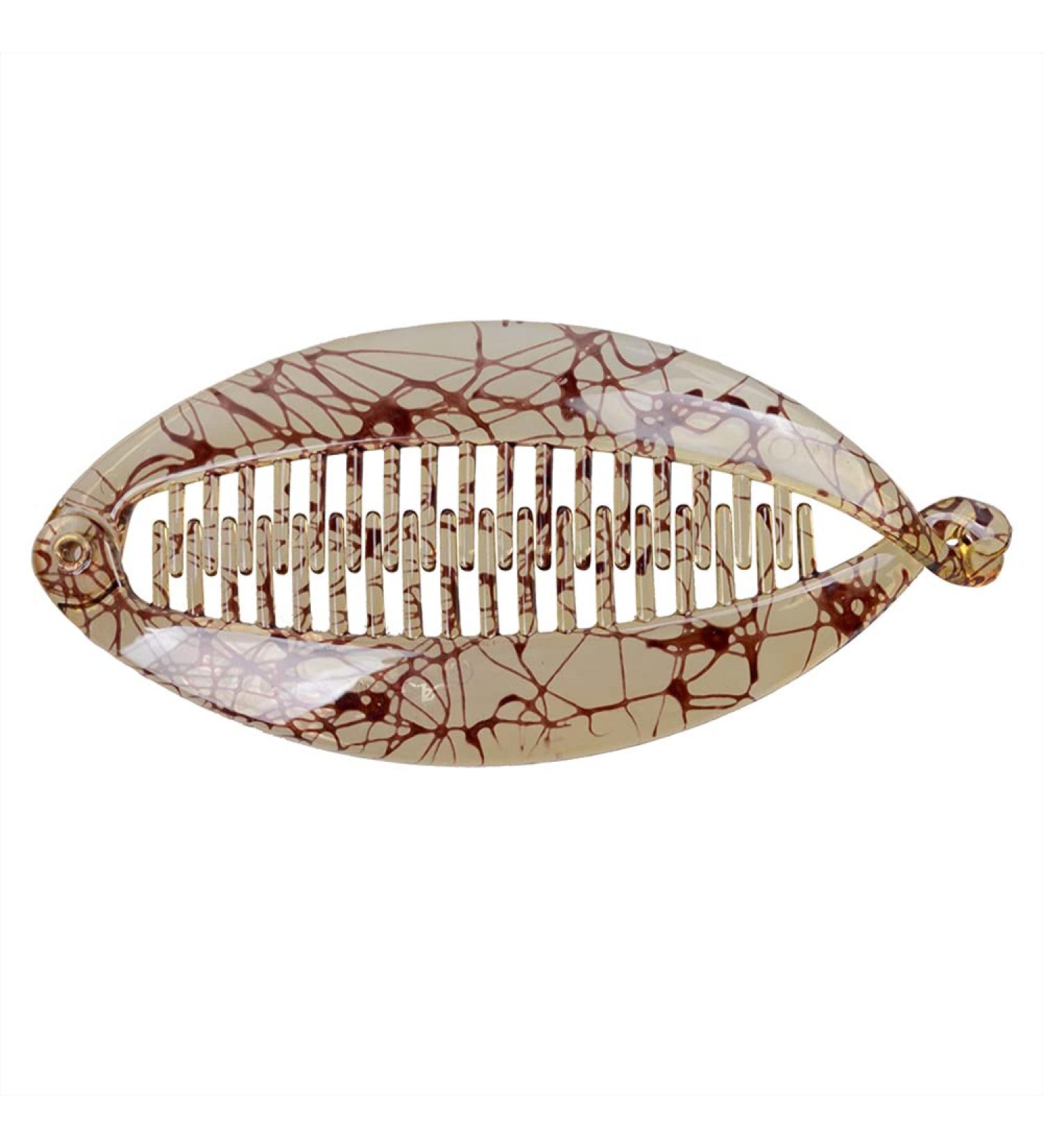 Ancllo Large Banana Hair Clips - Fish Shape Hair Accessories for Women & Girls - 2 Coffee Brown Clips with Rounded Edges - Buy Online on SooperMarket.com