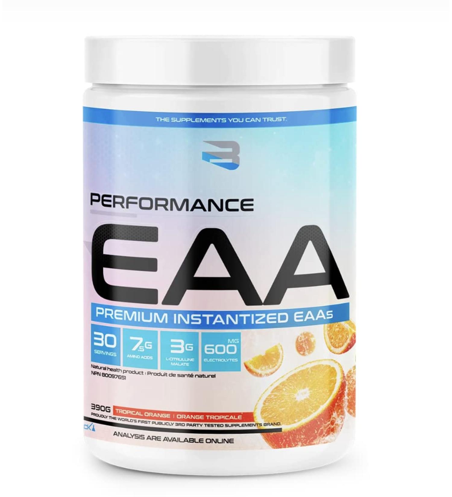 Believe Supplements Performance EAA - Essential Amino Acids Formula | Boost Muscle Recovery Performance & Hydration | Sugar-Free & Delicious Flavors Available! (30 servings Tropical Orange) Tropical Orange 30 servings - Buy Online on SooperMarket.com